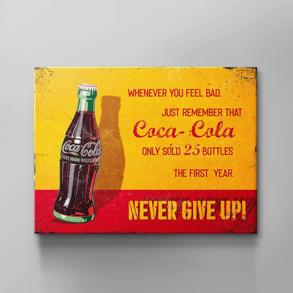 The Cocal Cola Leinwandbild in the DOTCOMCANVAS® year, Year - schwarzer First Wandbild Rahmen First 25 Bottle Motivationsspruch