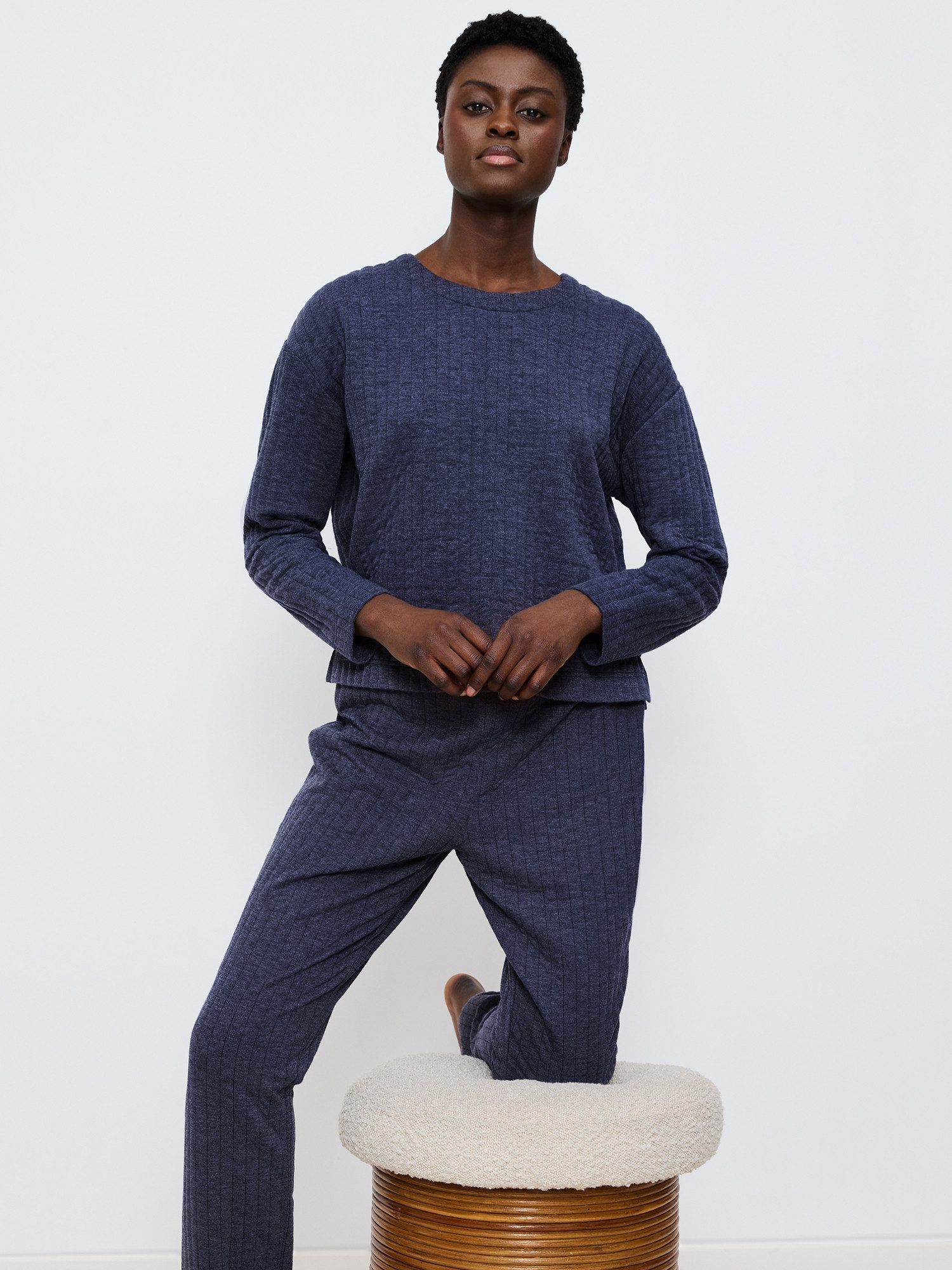 Triumph Sweatshirt Cozy Comfort Top Quilted Rundhhalsausschnitt - überschnittene Schultern - warmer Steppstoff