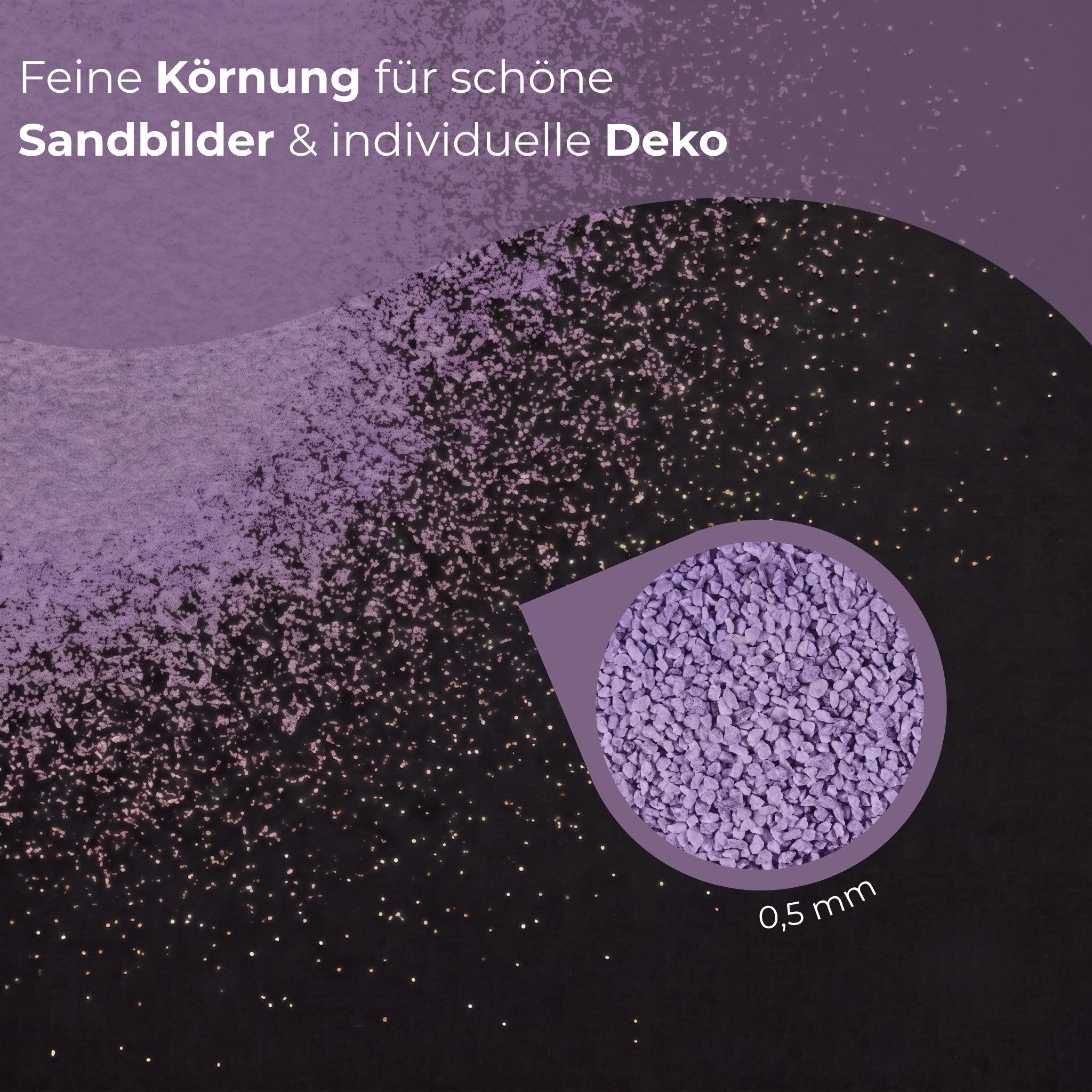 matches21 HOME & HOBBY Dekosand Deko-Sand flieder 10 kg für Vasen, Gläser & Streudeko (1-St), Bunter Farbsand als feiner Deko- & Bastelsand