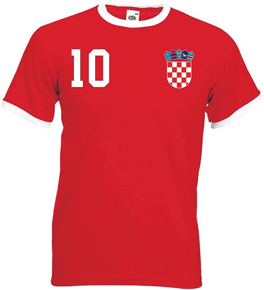 Youth Designz T-Shirt Kroatien Herren T-Shirt im Fußball Trikot Look mit trendigem Motiv Rot