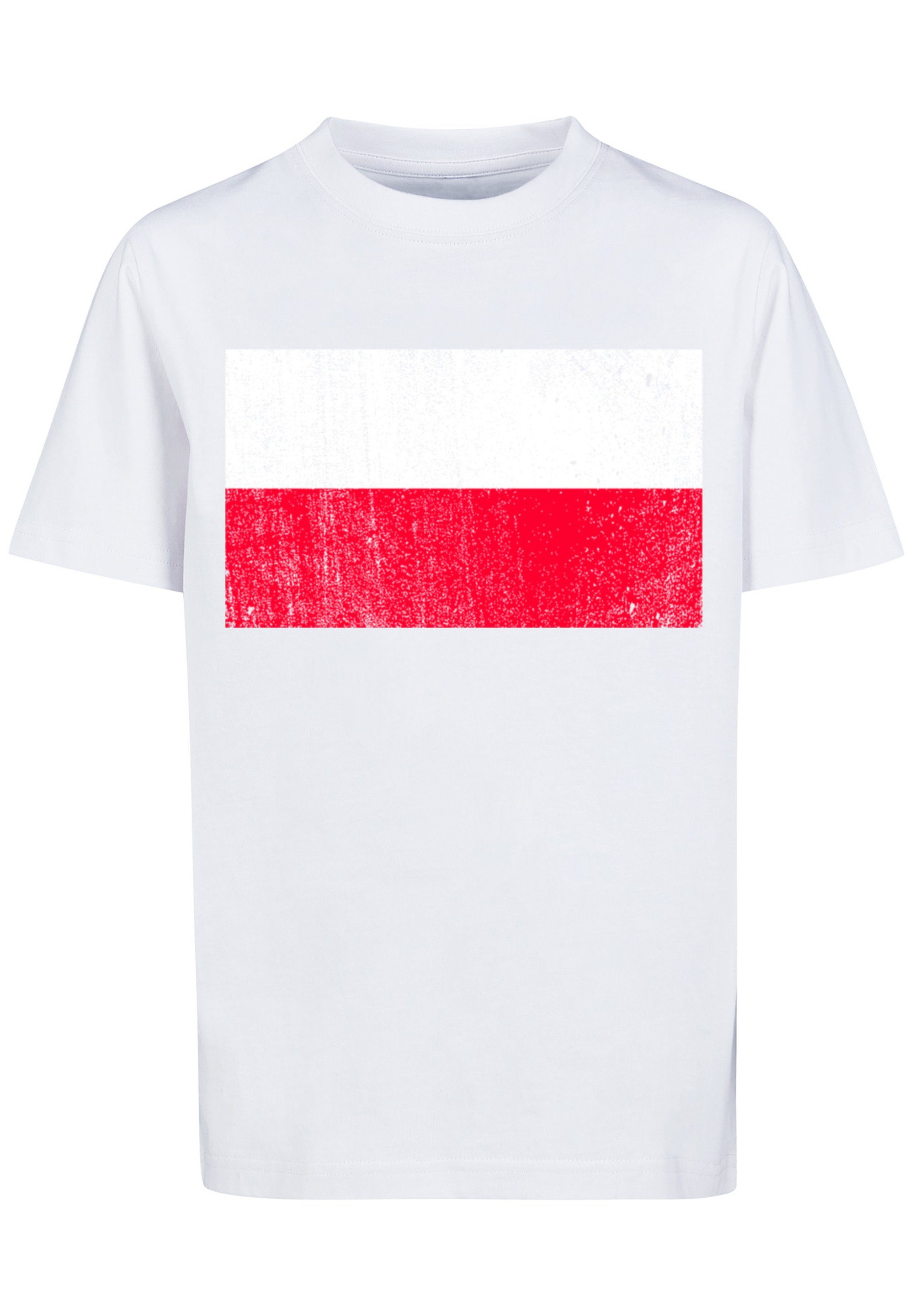 distressed Poland Polen F4NT4STIC T-Shirt Flagge Print weiß