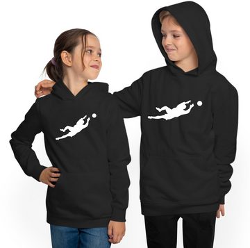 MyDesign24 Hoodie Kinder Kapuzen Sweatshirt - Fußball Hoodie mit Torwart Silhouette Kapuzensweater mit Aufdruck, i464