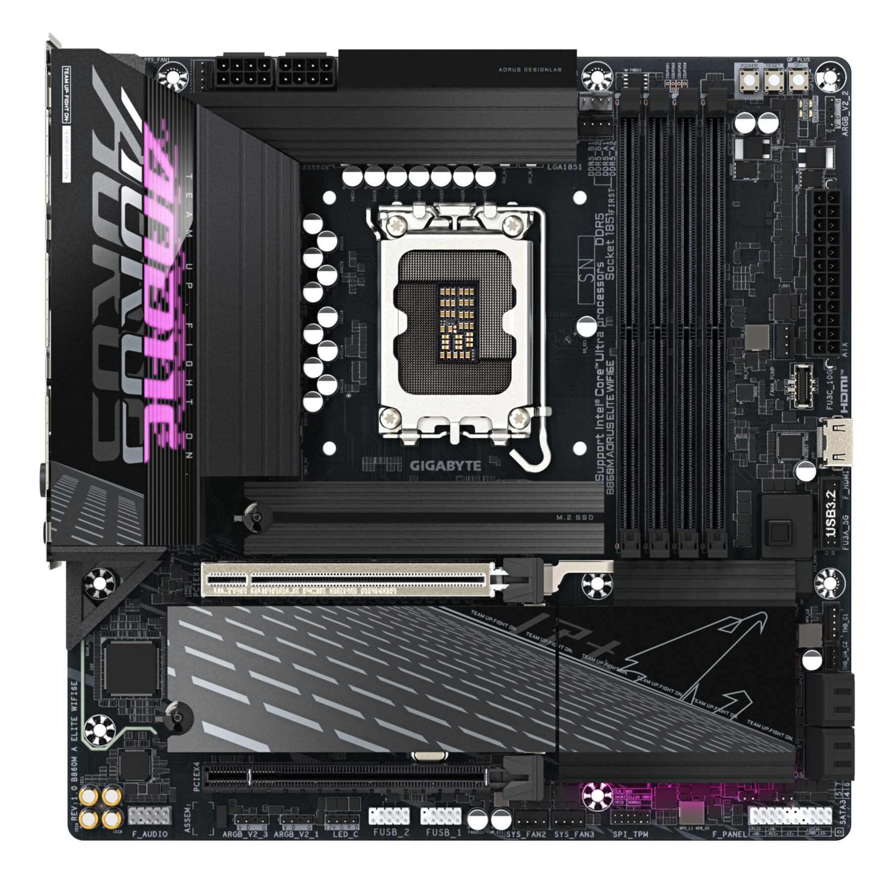 Gigabyte B860M AORUS ELITE WIFI6E Mainboard - Intel Core Ultra CPUs, 12+1+2+1 P Mainboard
