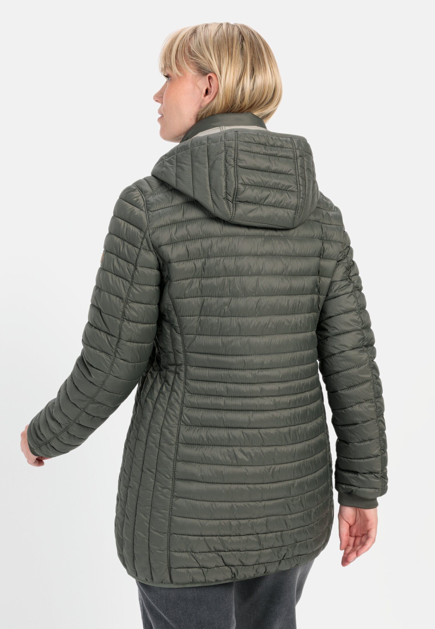 camel active Steppjacke Steppjacke aus recyceltem Polyamid Langarm Markenlogo