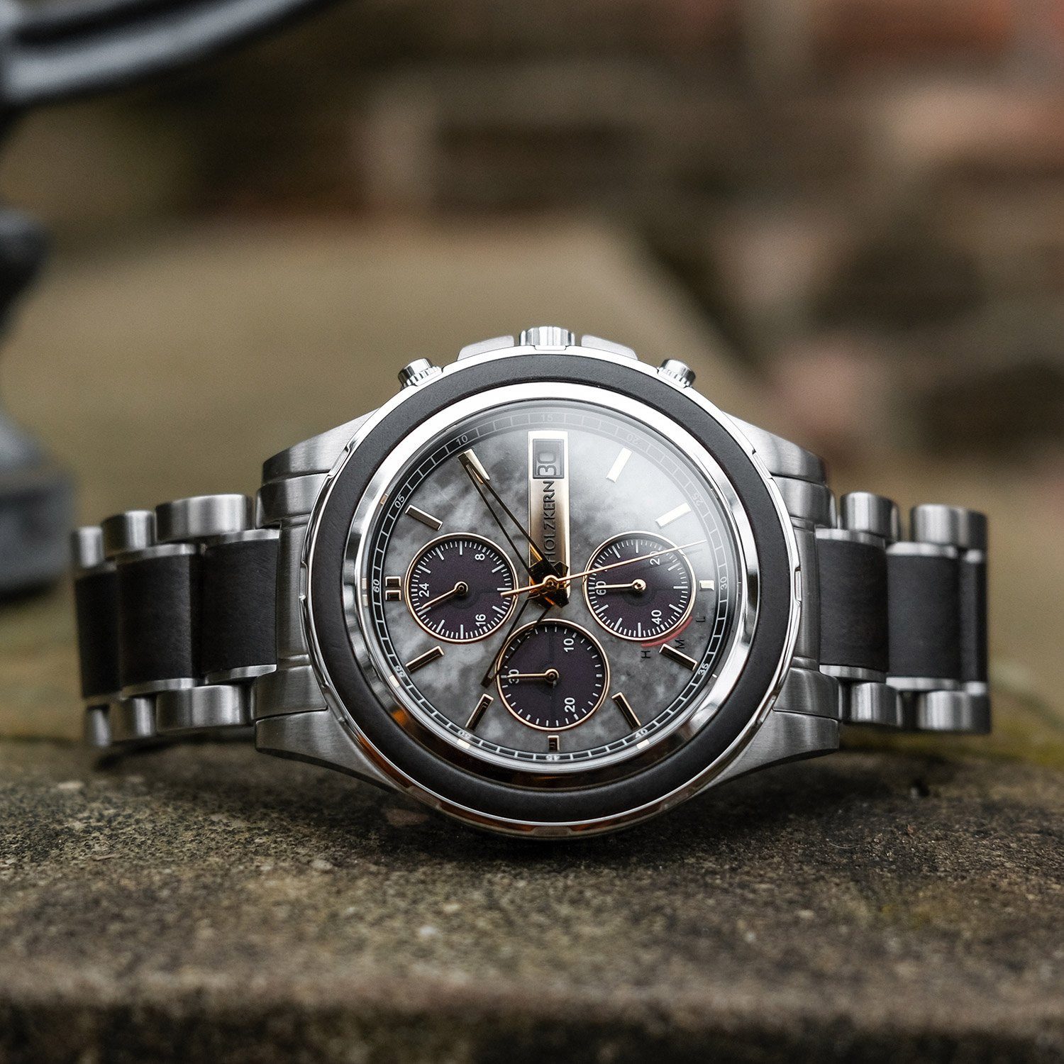 Holzkern Chronograph Solar-Chronograph Kairo Ahorn Schwarz/Marmor günstig online kaufen