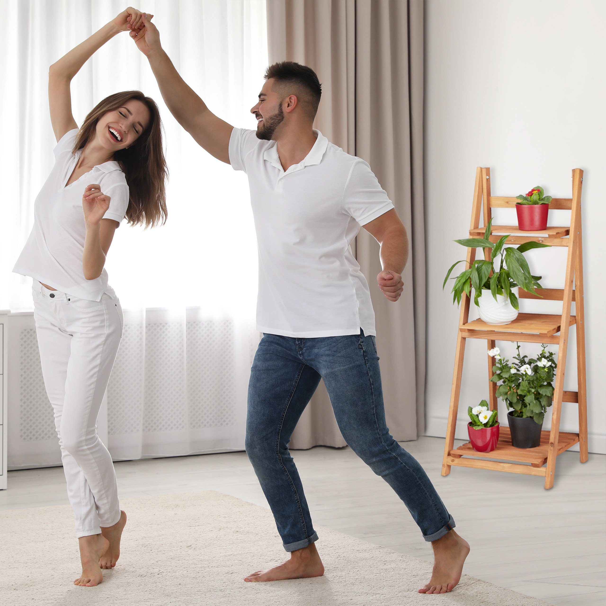 relaxdays Blumenständer Blumentreppe aus Holz, L günstig online kaufen