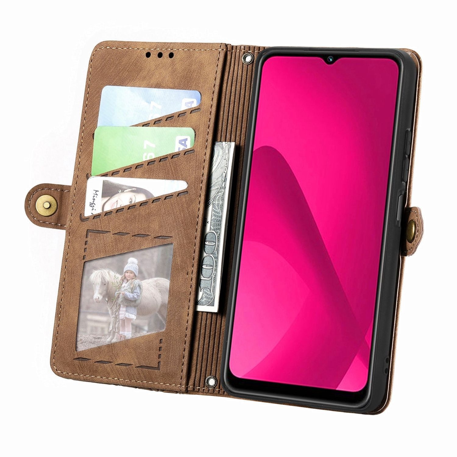 Wigento Handyhülle Für Xiaomi Redmi 14C 4G Kunst Leder Book Tasche Schutz Hülle Case Etui