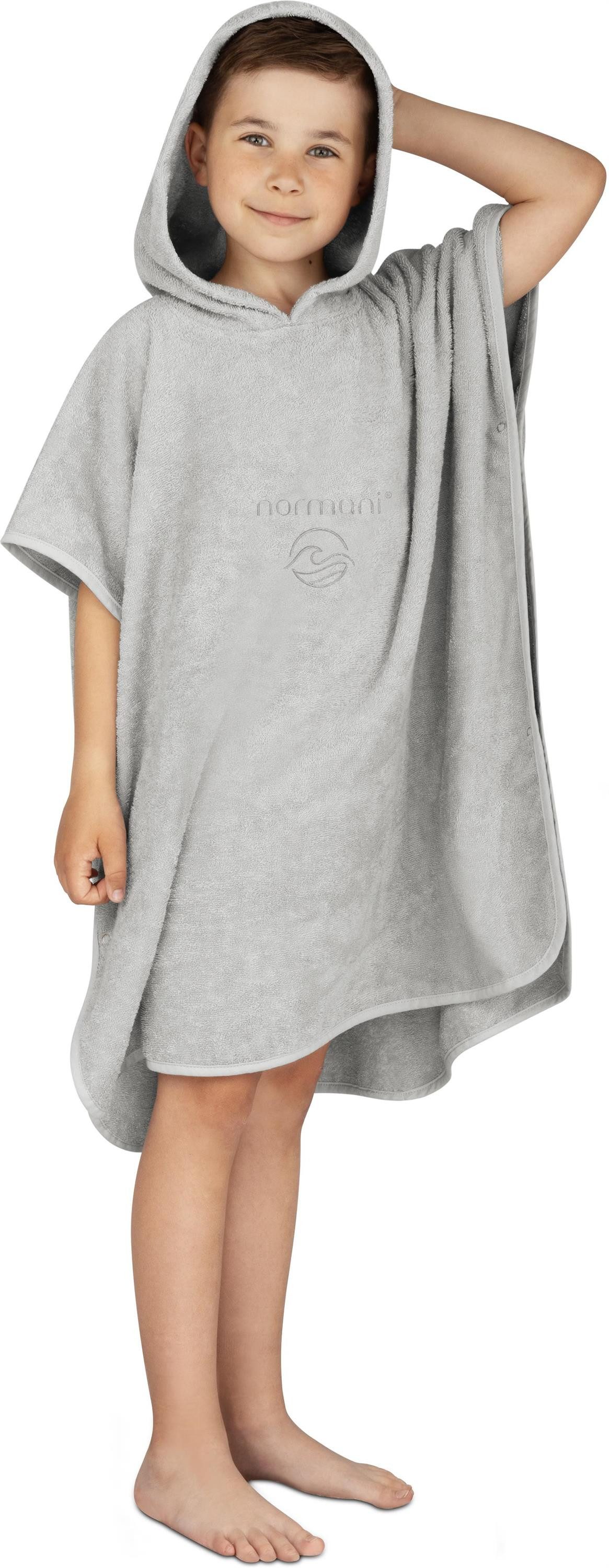 normani Badeponcho Badeponcho aus Bio-Baumwolle für Kinder, Bio-Baumwolle, Kapuze, Schlupf, Kinderbademantel mit Kapuze Strandponcho