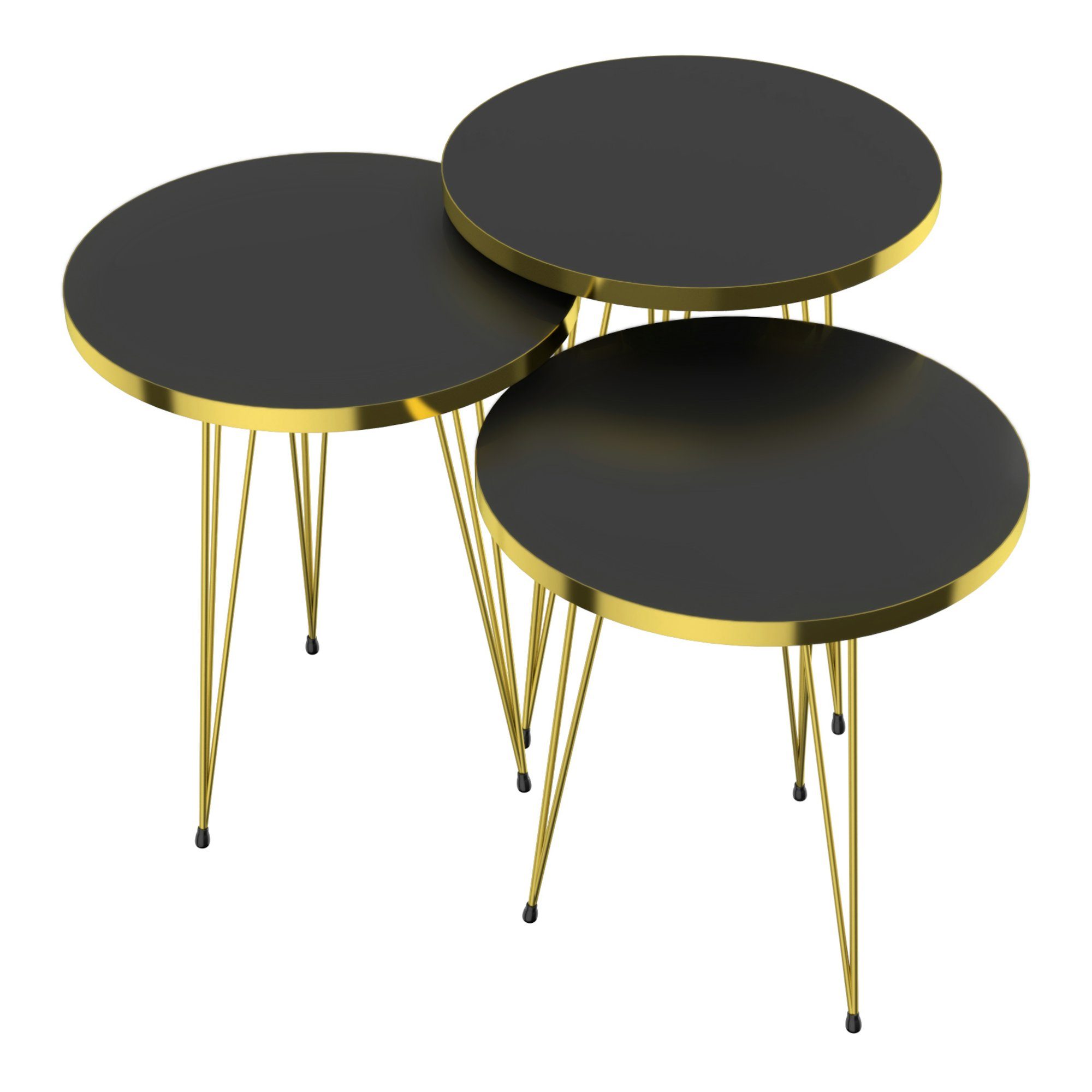 Gold Schwarz Beistelltisch Satztisch, / 3er en.casa »Skibby« Set im