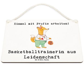 Mr. & Mrs. Panda Hinweisschild DIN A6 Basketballtrainerin Leidenschaft - Weiß - Geschenk, Verein, Da, (1 St), Aufhängung inklusive