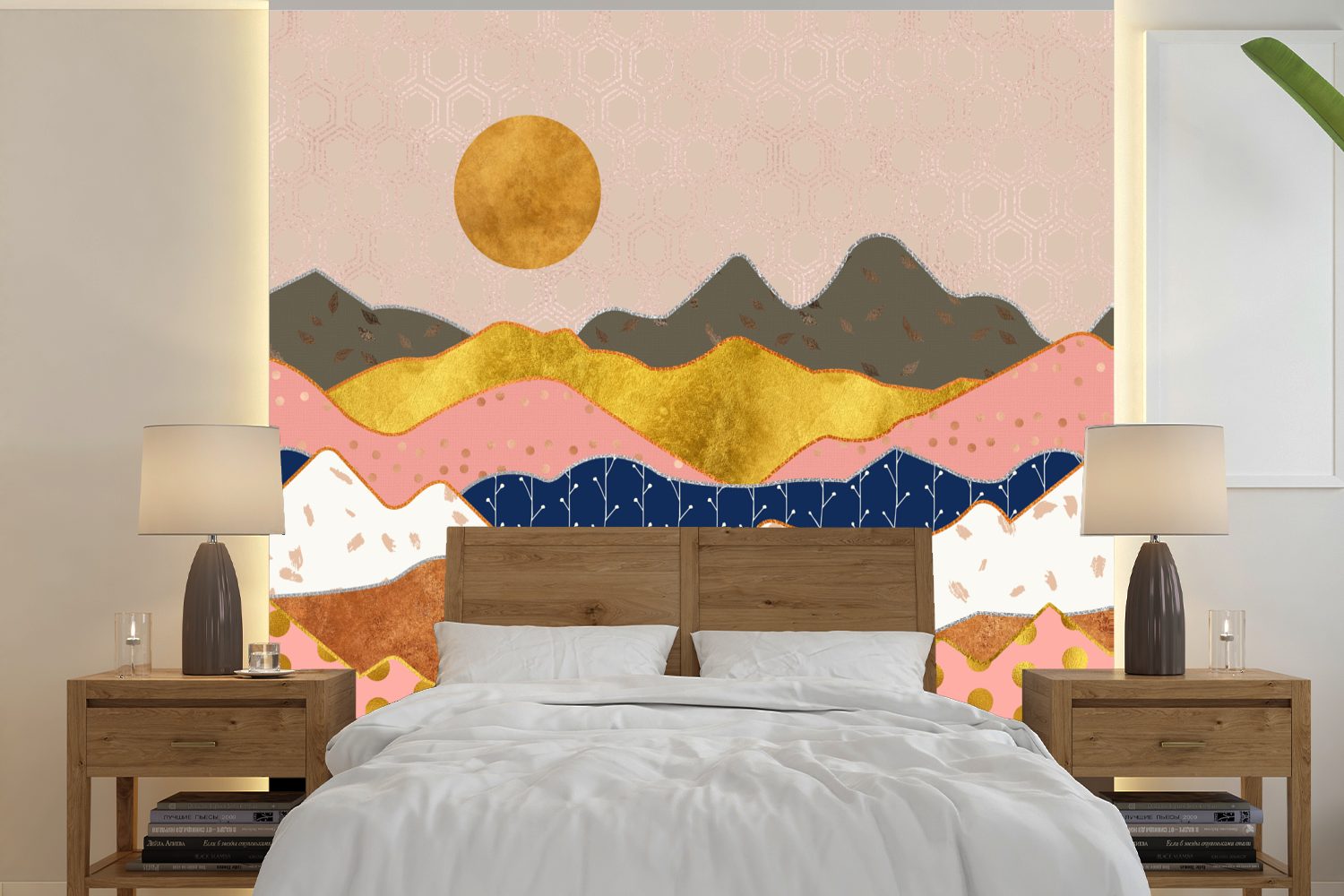 für (5 bedruckt, - Pastell, Muster Schlafzimmer, oder Wandtapete Gold Tapete Wohnzimmer Matt, MuchoWow St), - Fototapete Vinyl