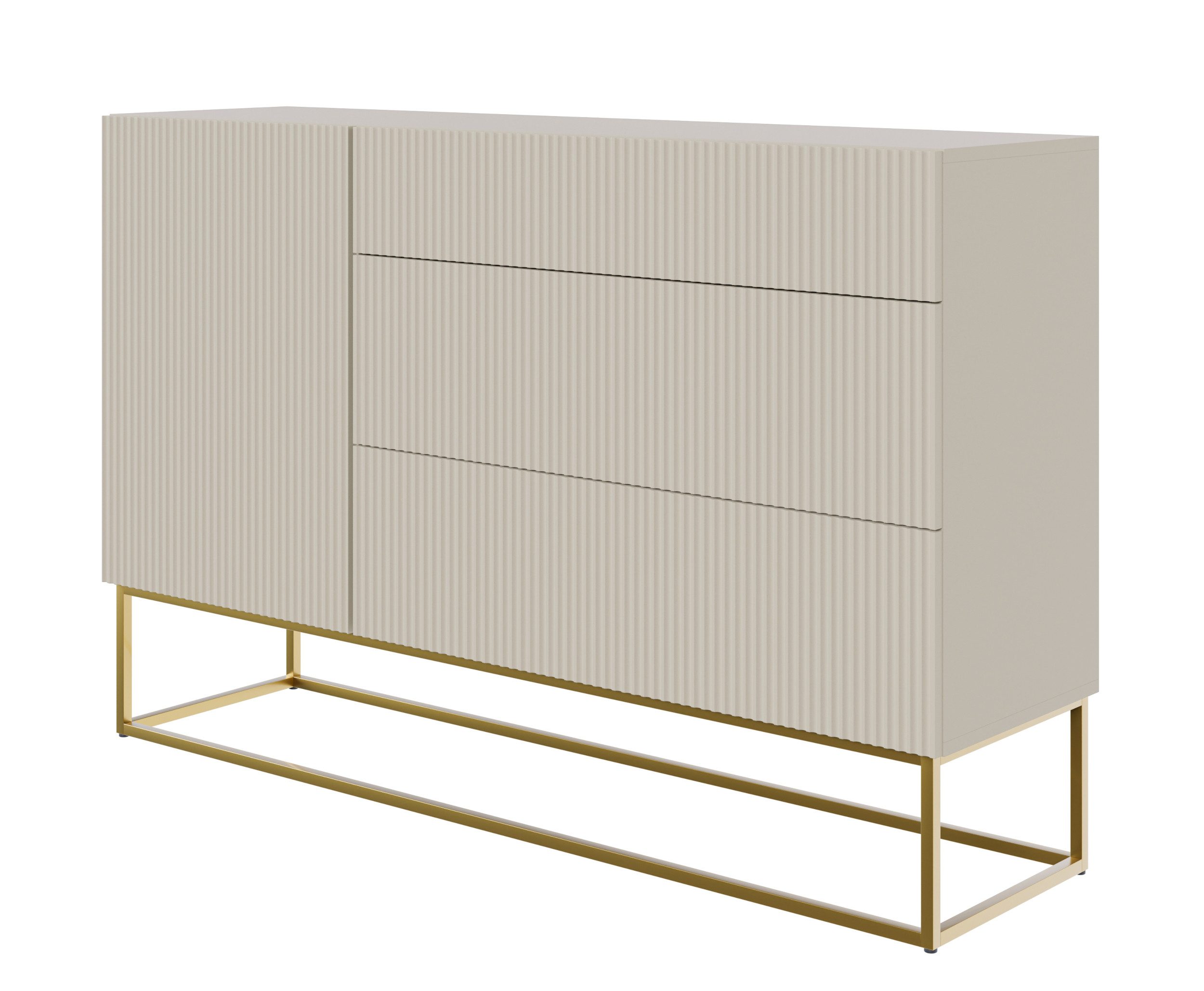 Selsey Sideboard VELDIO, 1-türig mit 3 Schubladen, greige mit Gestell in Go günstig online kaufen