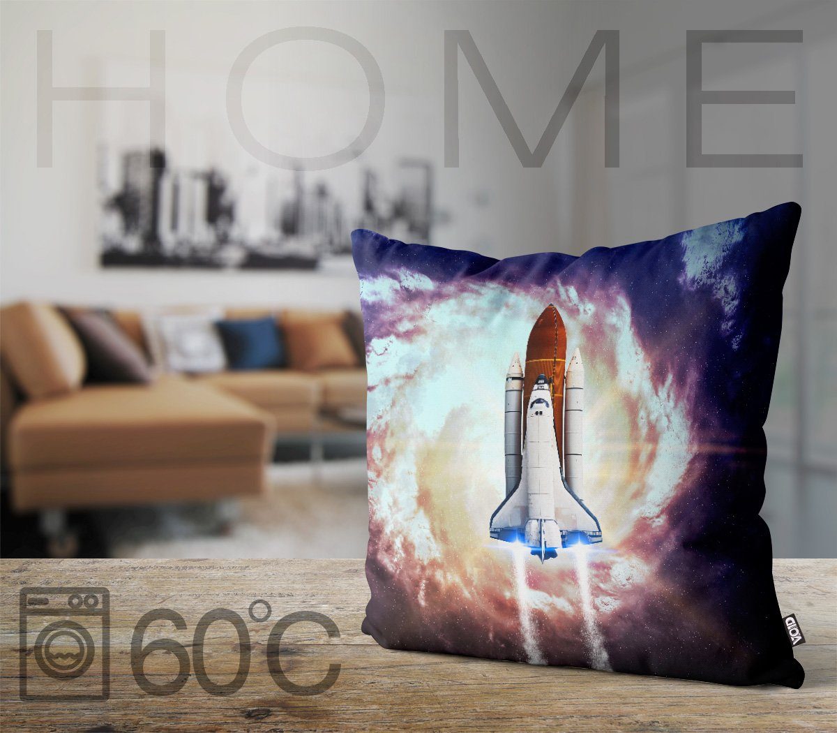(1 Start Astronaut Raumschiff VOID Sofa-Kissen Raumfahrer Weltall Space Mond St Shuttle Kissenbezug Stück), Kissenbezug,