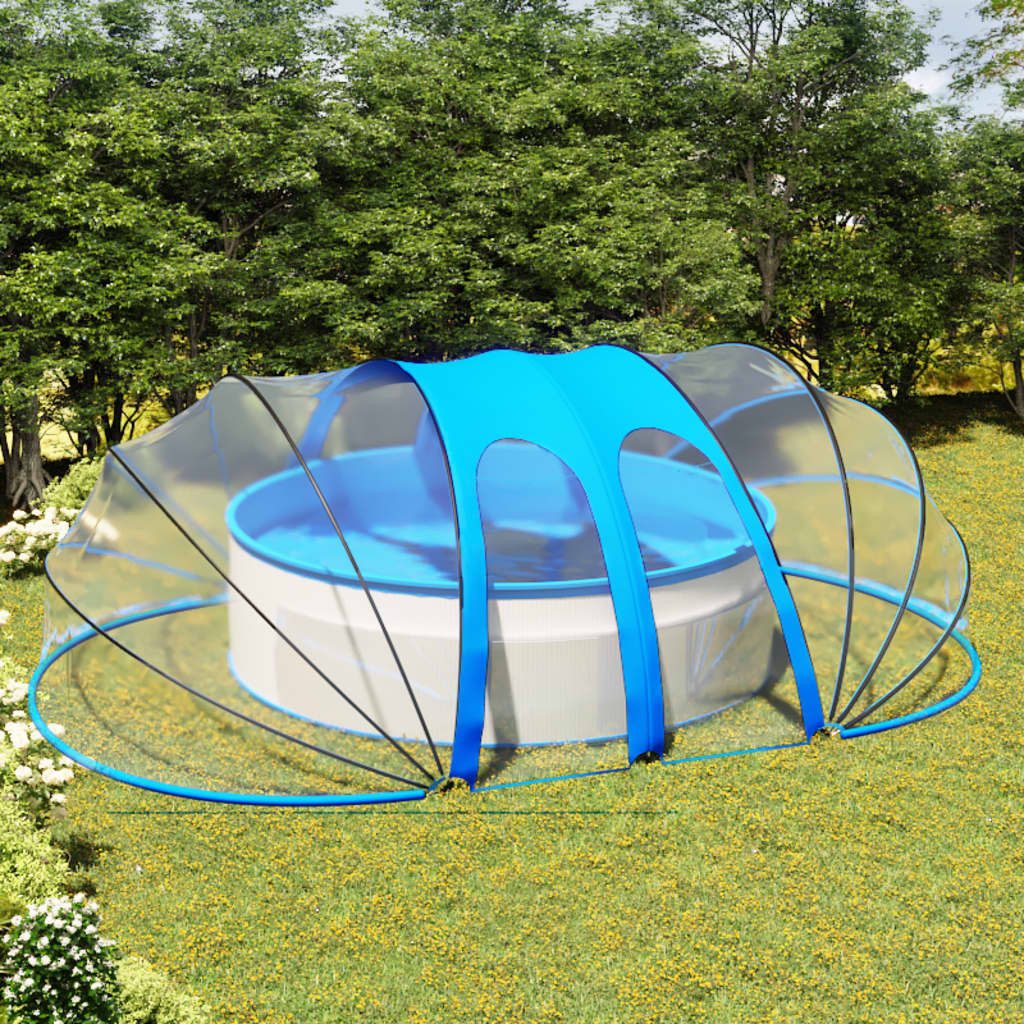 vidaXL Pool-Abdeckplane 620 x 410 x 210 cm Poolabdeckung Pooldach Poolkuppel aufklappbar Oval