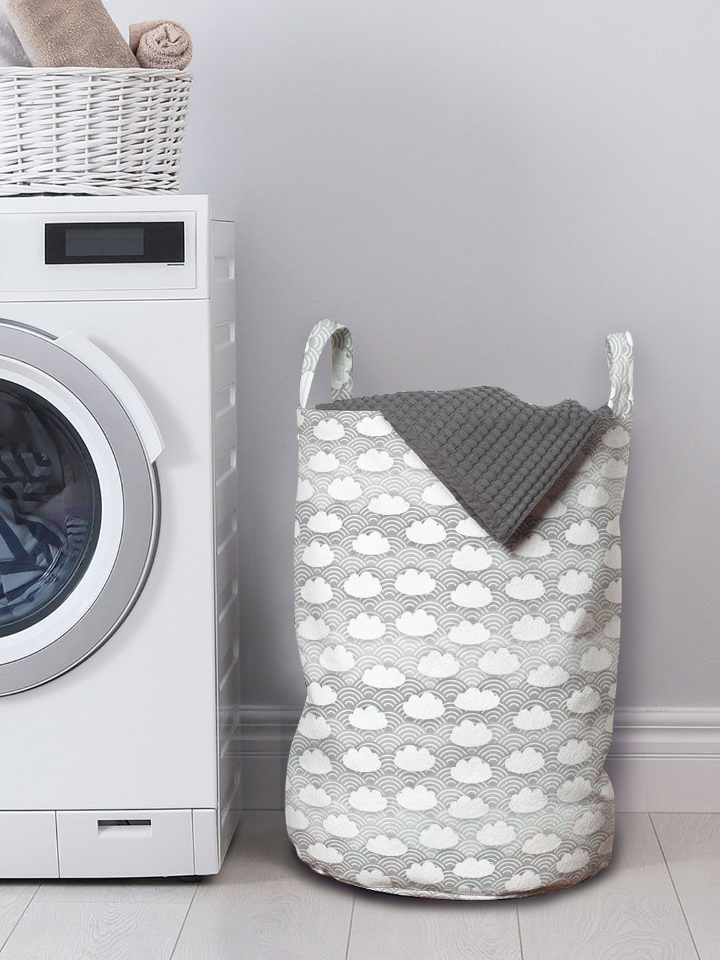 Wäschekorb Griffen Abakuhaus für Himmel Minimalistic Waschsalons, Japanese Waves mit Kordelzugverschluss Wäschesäckchen