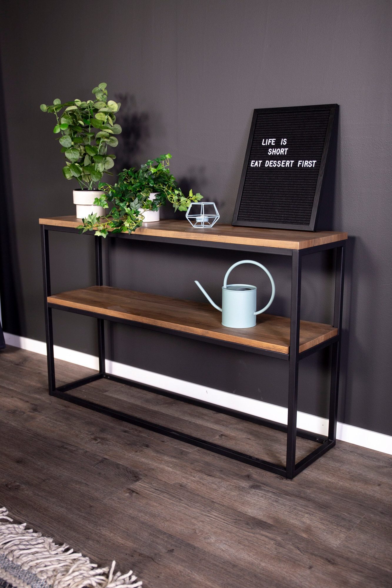 Venture Home Beistelltisch Rise, schmaler Nachttisch in heller Eschenoptik, 45 × 30 cm, Schlafzimmertisch, MDF, Papierlaminat, Metallrahmen, schlank, urban