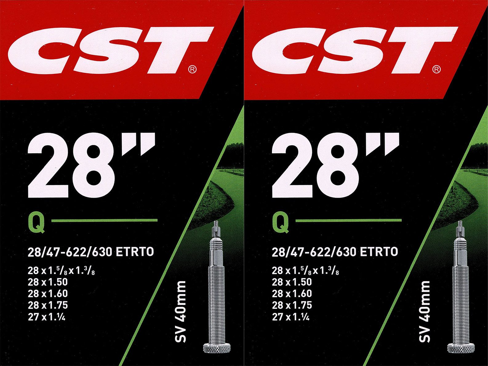Fahrradschlauch 2x CST 28 SV Schlauch 28 Zoll (28/47-622/630) Fahrradschlauch