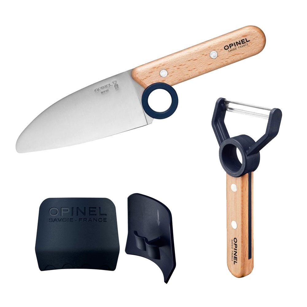Opinel Universalküchenmesser LE PETIT CHEF Kinder Küchen-Set 3 teilig - Blau Küchenmesser