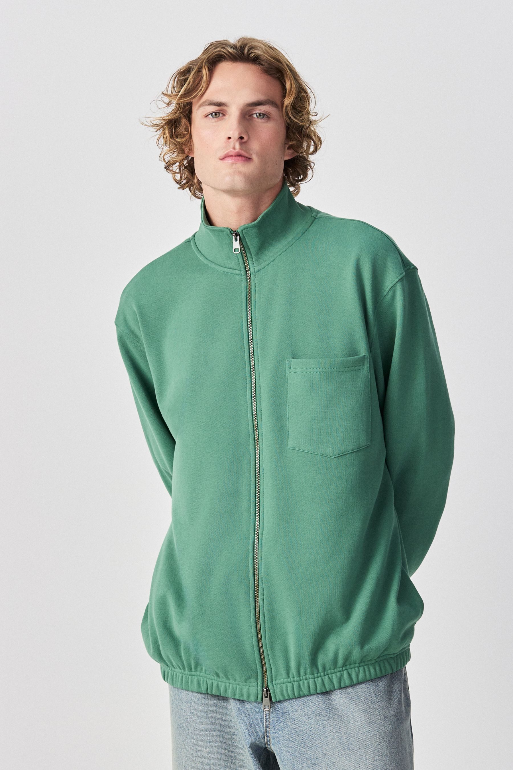 Next Sweater Leichte Jerseyjacke, Trichterkragen, Tunnelsaum (1-tlg)