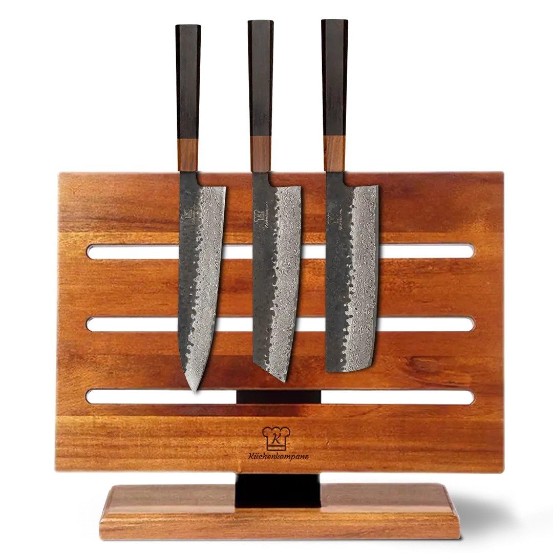 Küchenkompane Messer-Set Damascus Messerset mit magnetischem Messerblock - 4-teiliges Set (2-tlg)