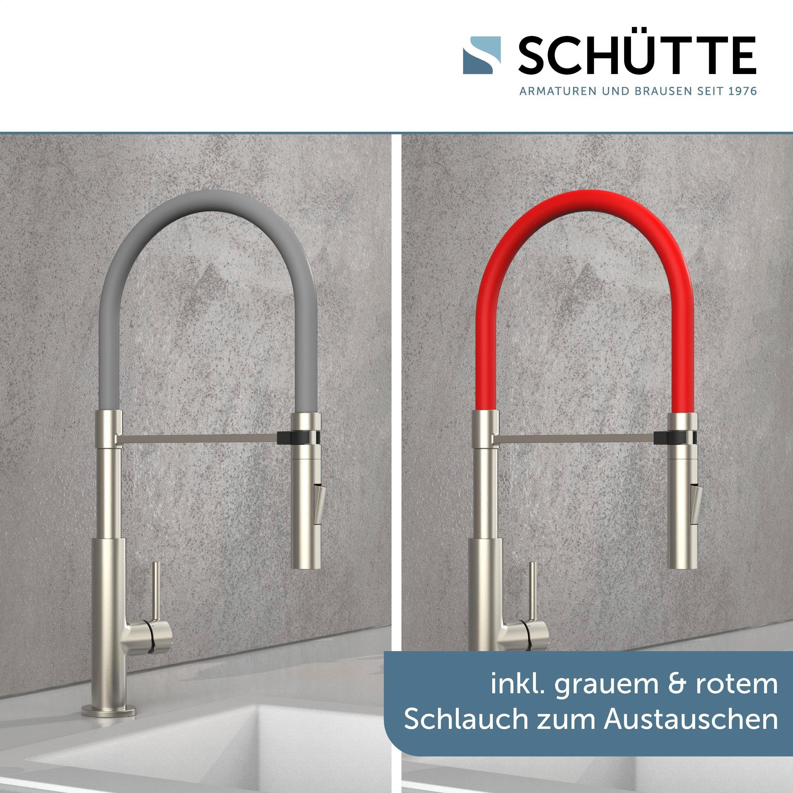 Schütte Spültischarmatur Design ausziehbar, 360° schwenkbar, Edelstahloptik/Schwarz, Hochdruck – Bild 4 von 5