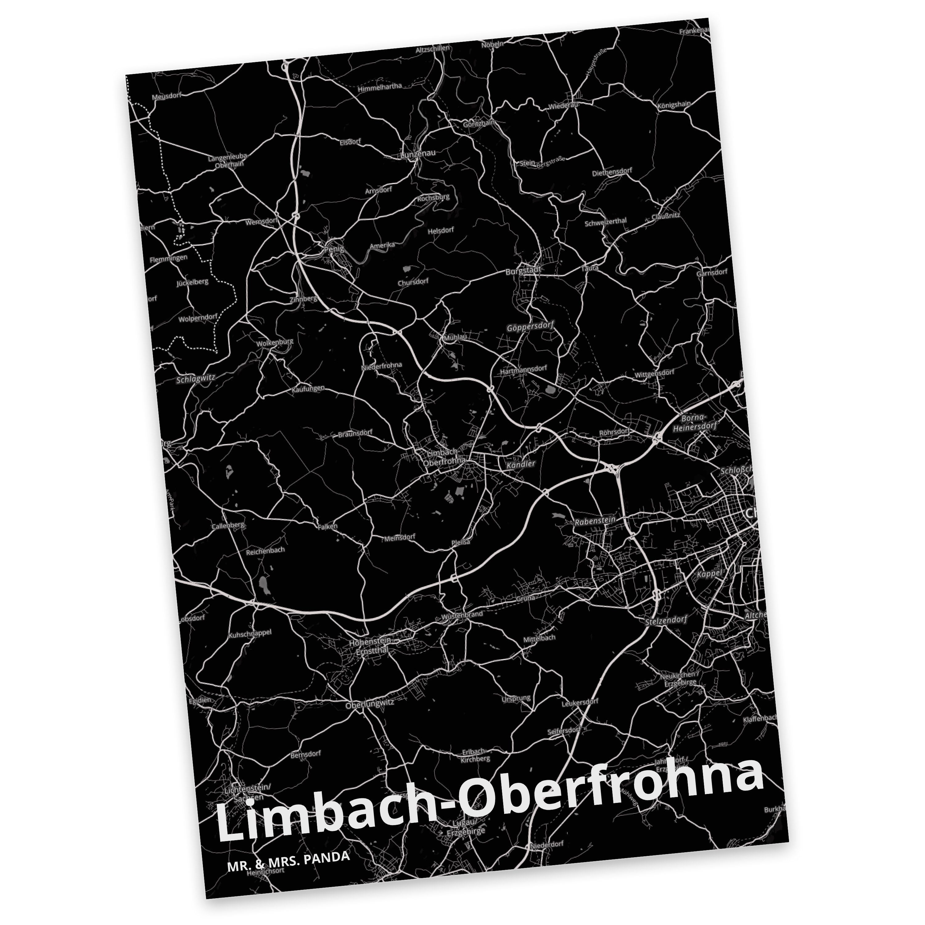 Mr. & Mrs. Panda Postkarte Limbach-Oberfrohna - Geschenk, Stadt Dorf Karte Landkarte Map Stadtpl