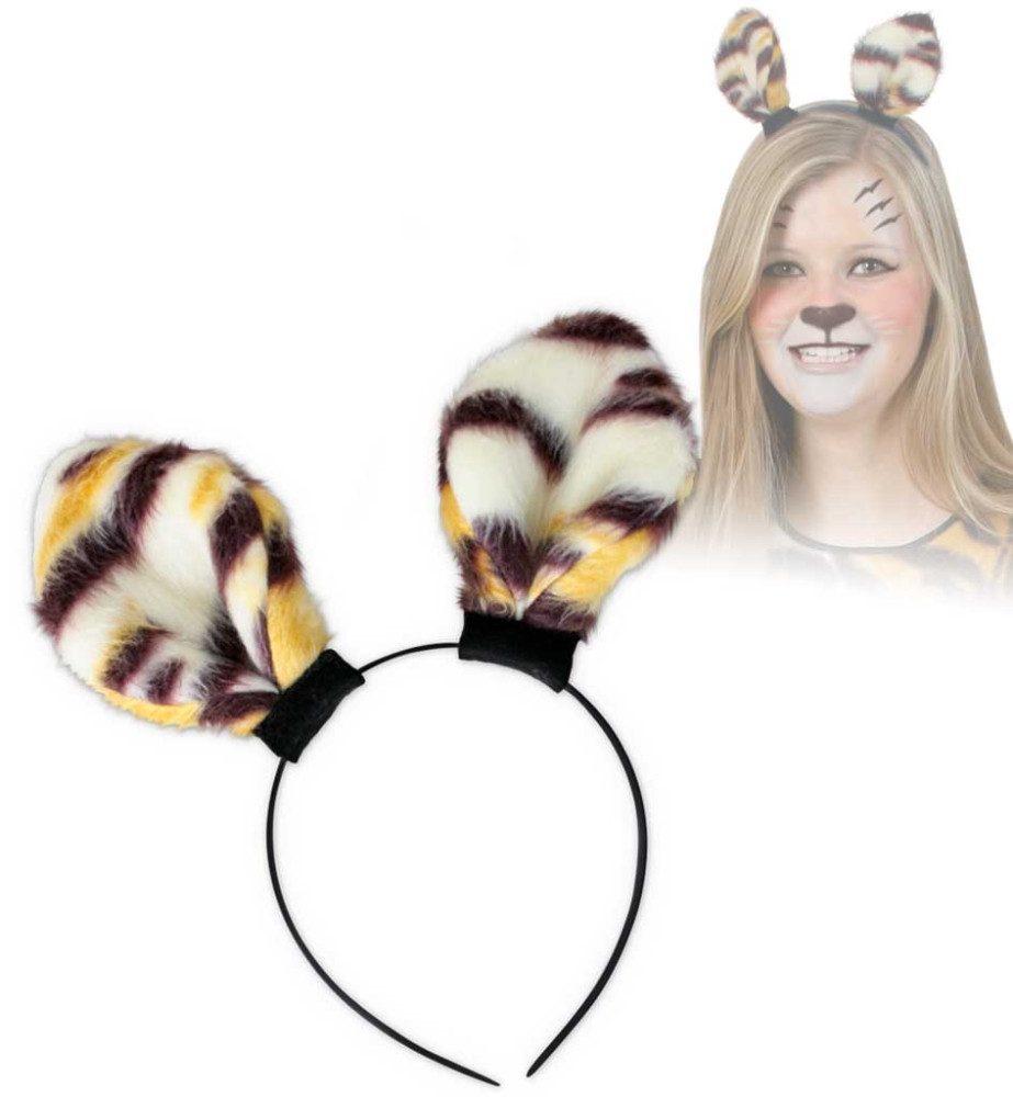 Fries Haarreif Haarreif Tiger mit Plüsch Ohren Halloween Karneval Fasching Party
