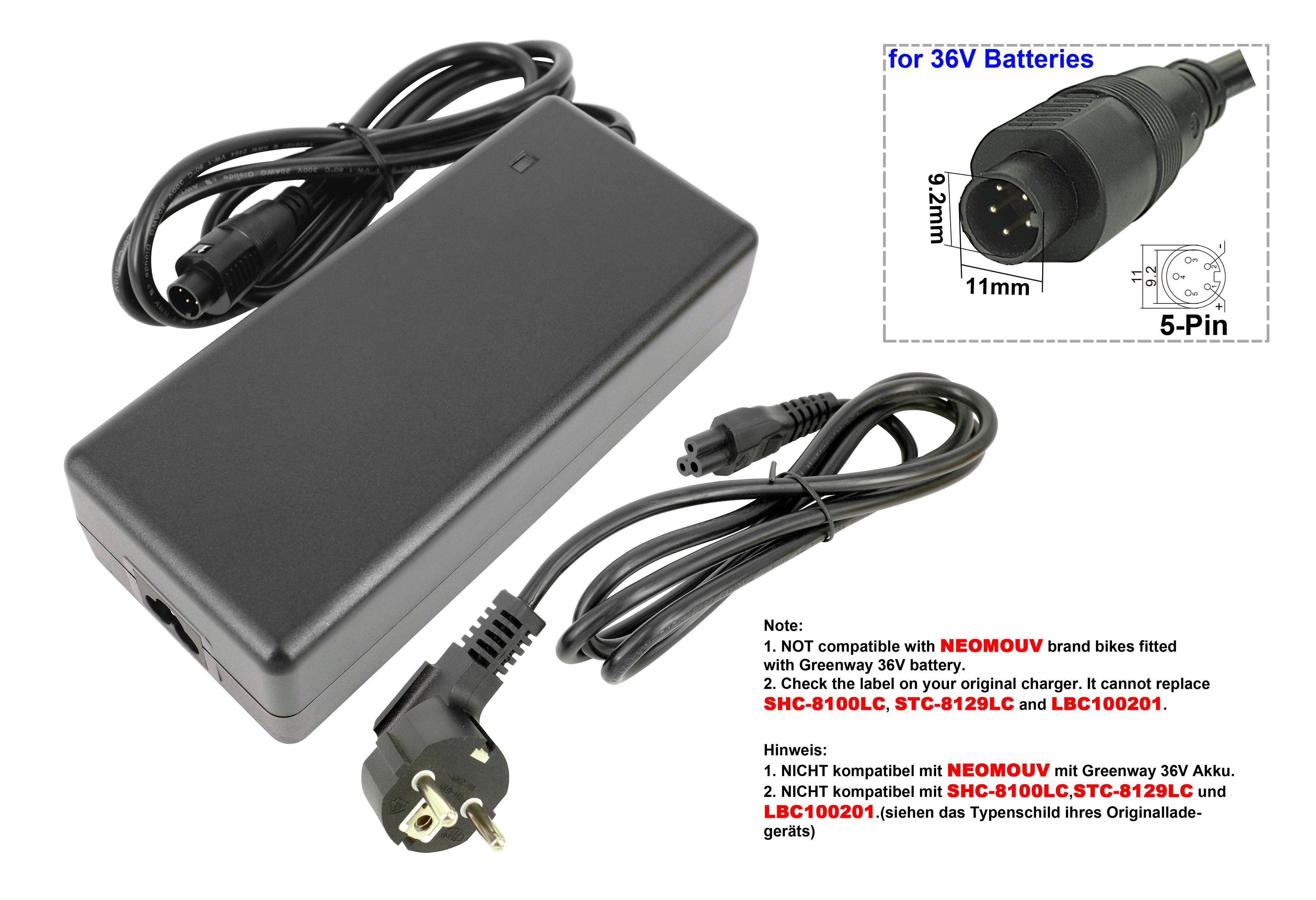 PowerSmart Batterie-Ladegerät (für MPD10420020, SF-06S, DT-09 Devron e-bike batteries)