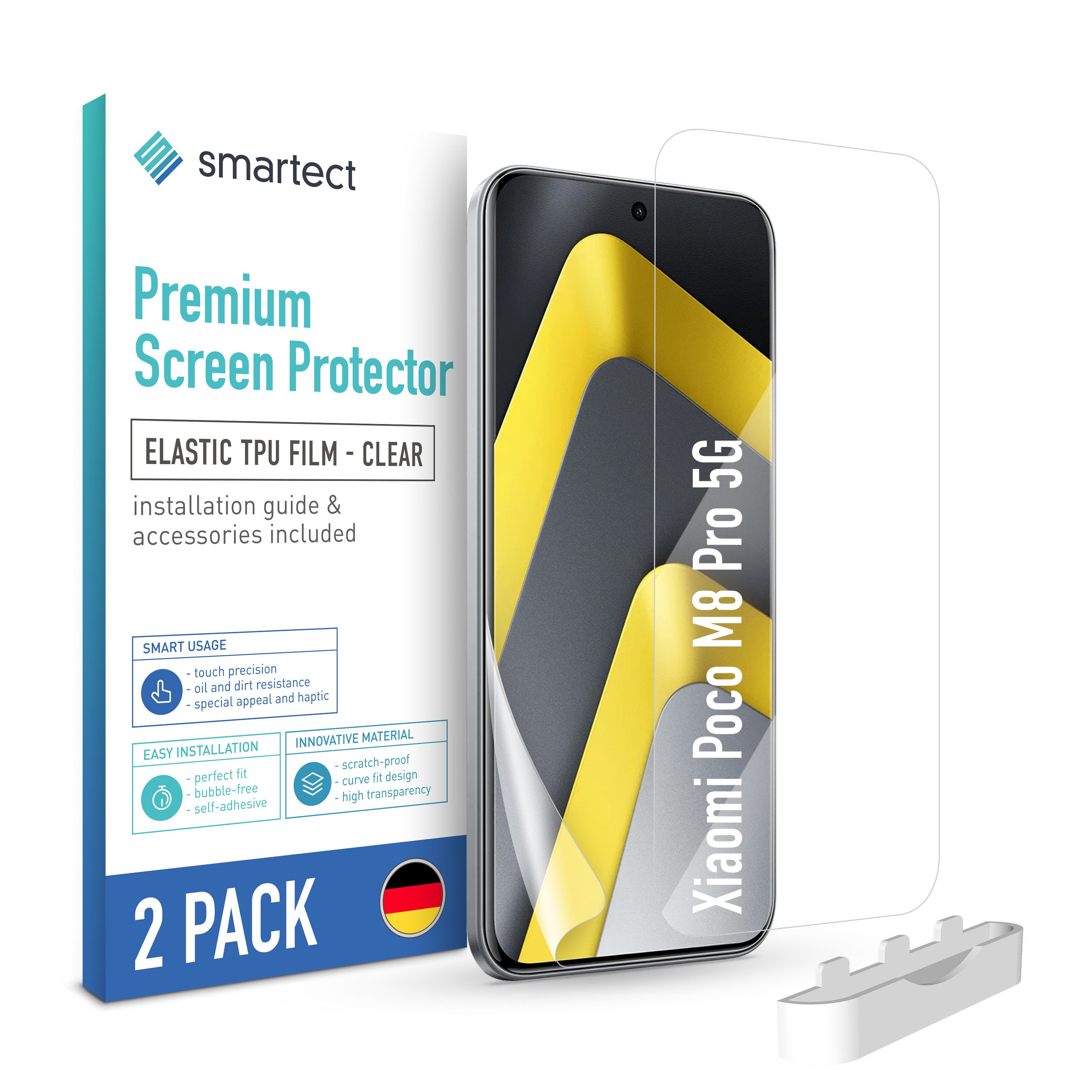 smartect Displayschutzfolie 2X TPU Schutzfolie Klar für Xiaomi Poco M8 Pro 5G für Xiaomi Poco M8 Pro 5G, Set, 2 Stück, Ultra-klar, Kratzfest, Blasenfrei, Oleophob, Fingerabdruck kompatibel