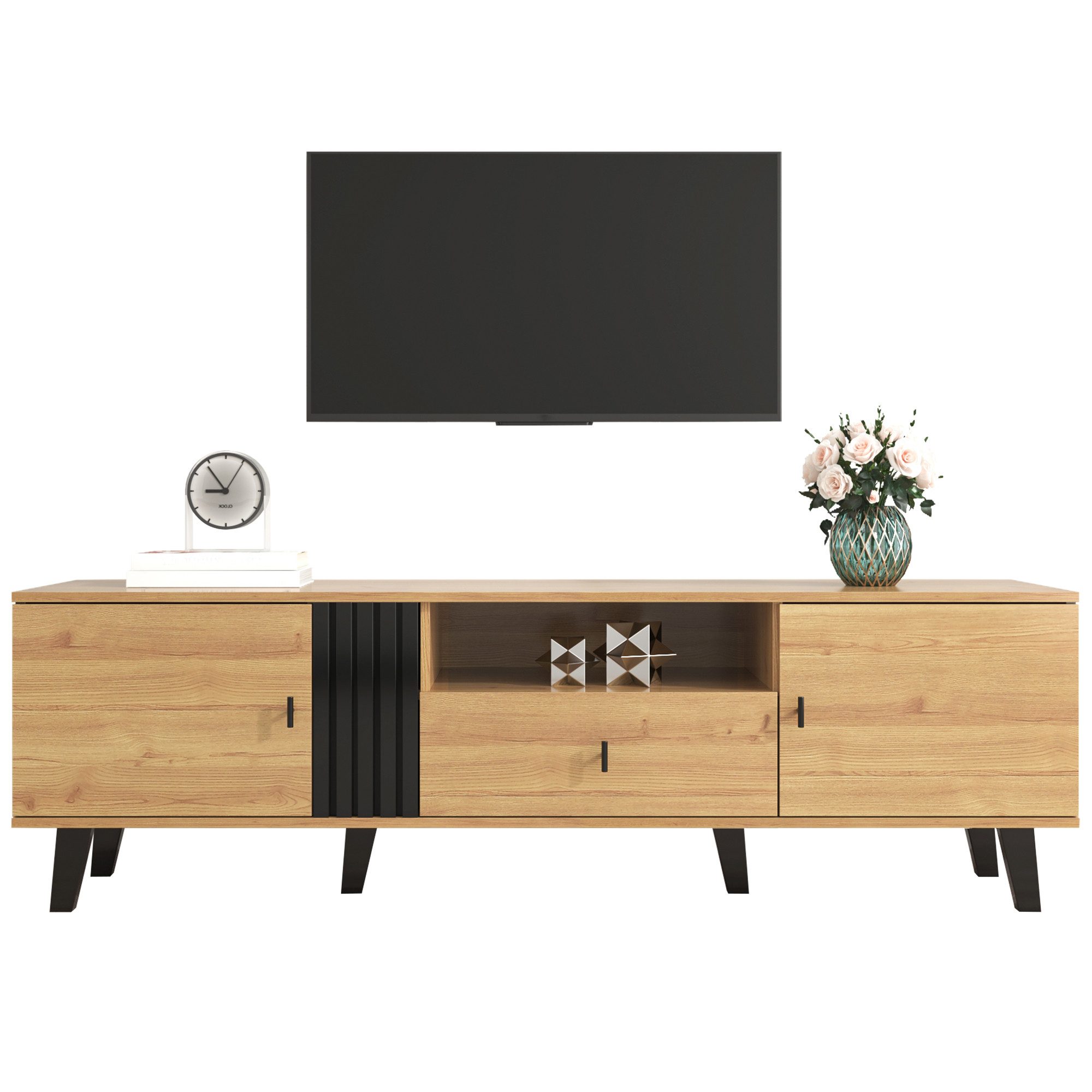 ANYSUN Lowboard TV-Schrank mit Schubladen und Vielfältige Aufbewahrungsfunktionen (Spar-Set), Breite 170 cm
