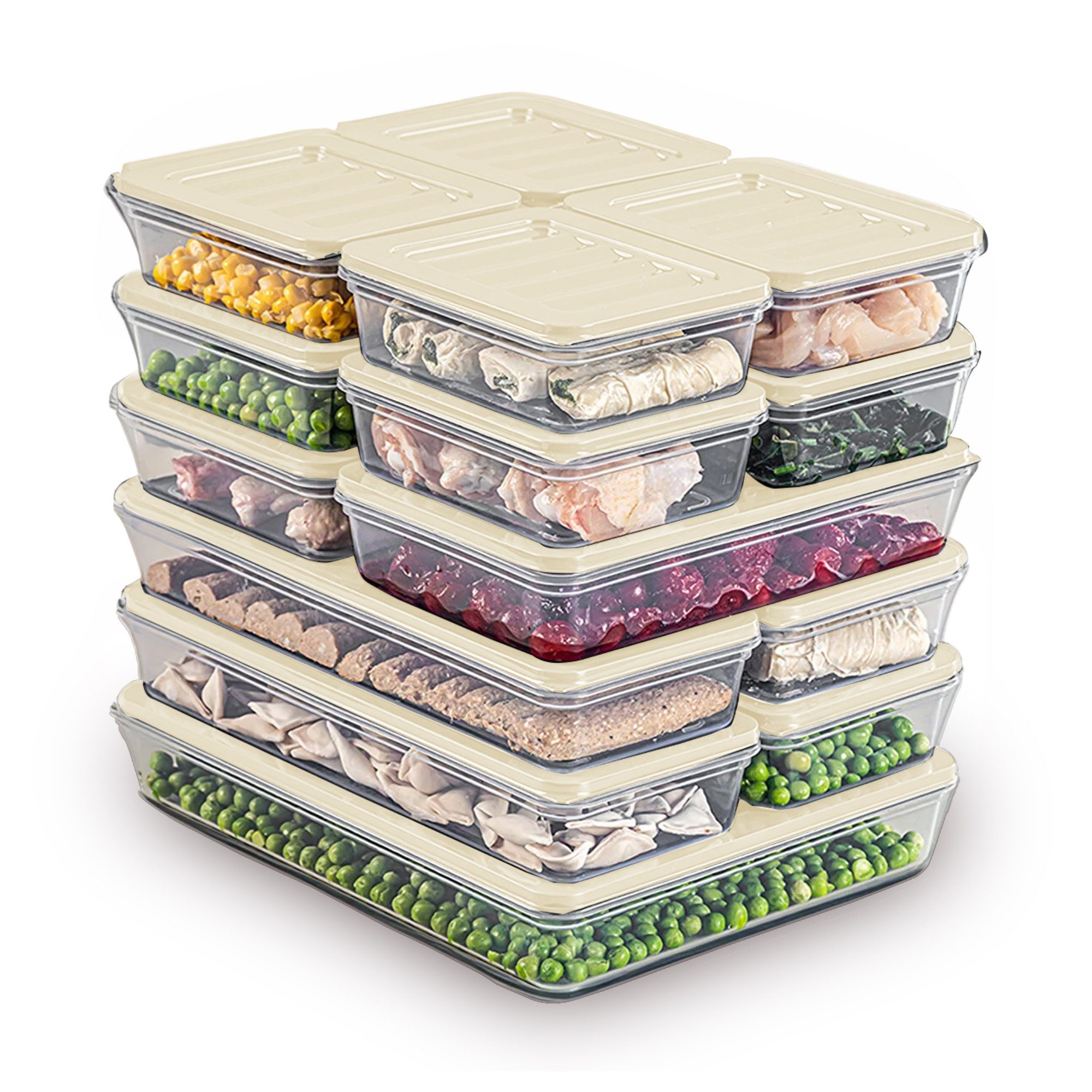 Parpalinam Frischhaltedose Kühlschrank Organizer Gefrierdose Set Vorratsbehälter Frischhaltedose, (15-tlg), Premium Kühlschrank, Gefrierschrank Organizer, luftdicht Vorratsdosen