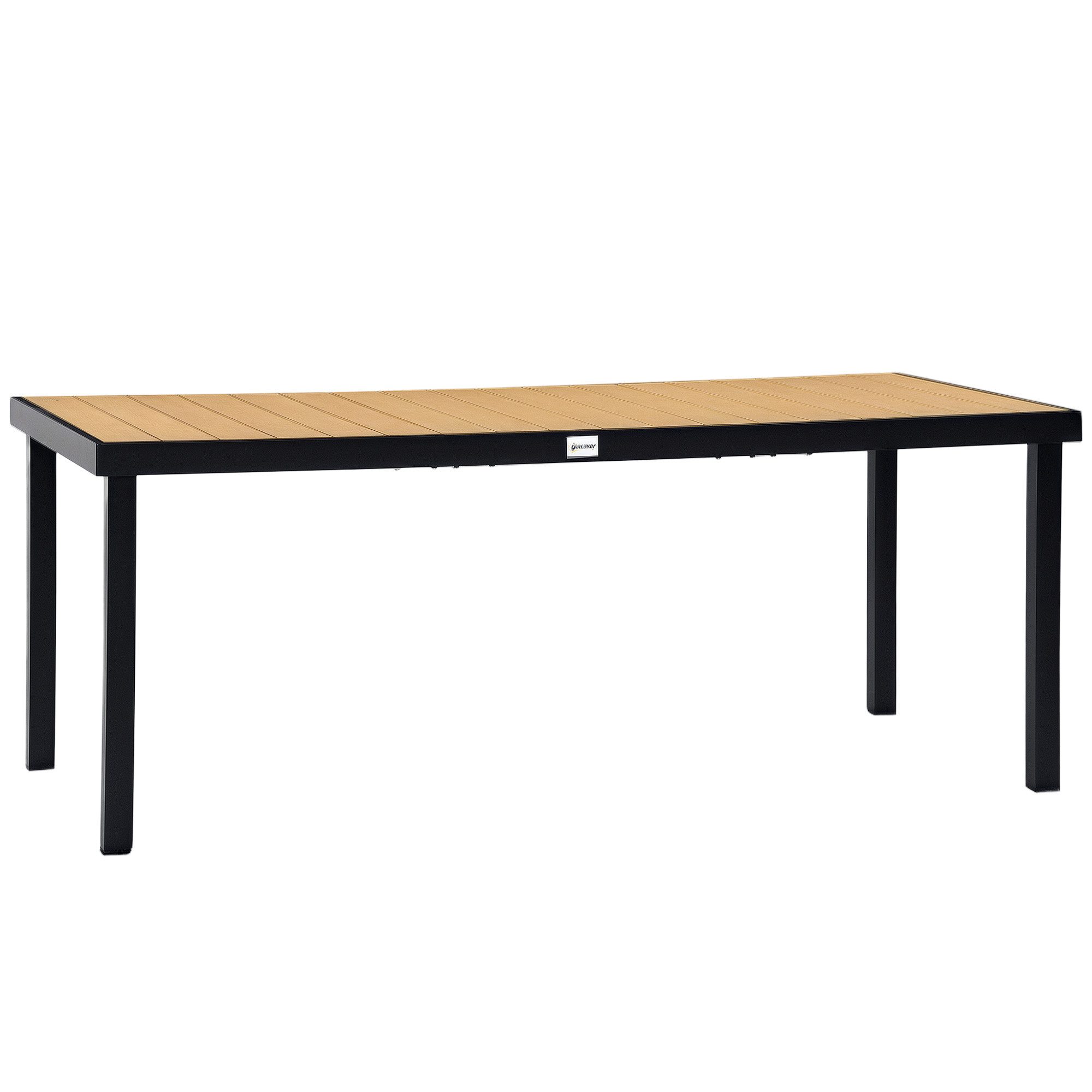 Outsunny Gartentisch Für 8 Personen Gartenmöbel Loungemöbel pflegeleicht Kunststoff (Aluminiumtisch, 1-St., Esstisch), Natur+Schwarz 190 x 90 x 74 cm