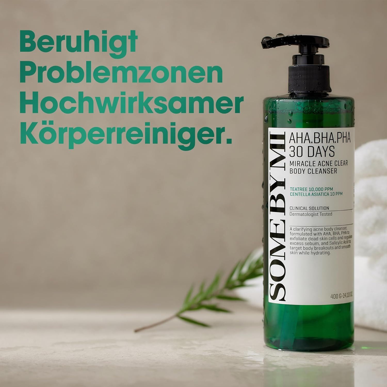 Some By Mi Duschgel AHA BHA PHA 30 Days Miracle Acne Clear Body Cleanser 400 ml – Mildes, koreanisches Duschgel gegen Pickel und Unreinheiten