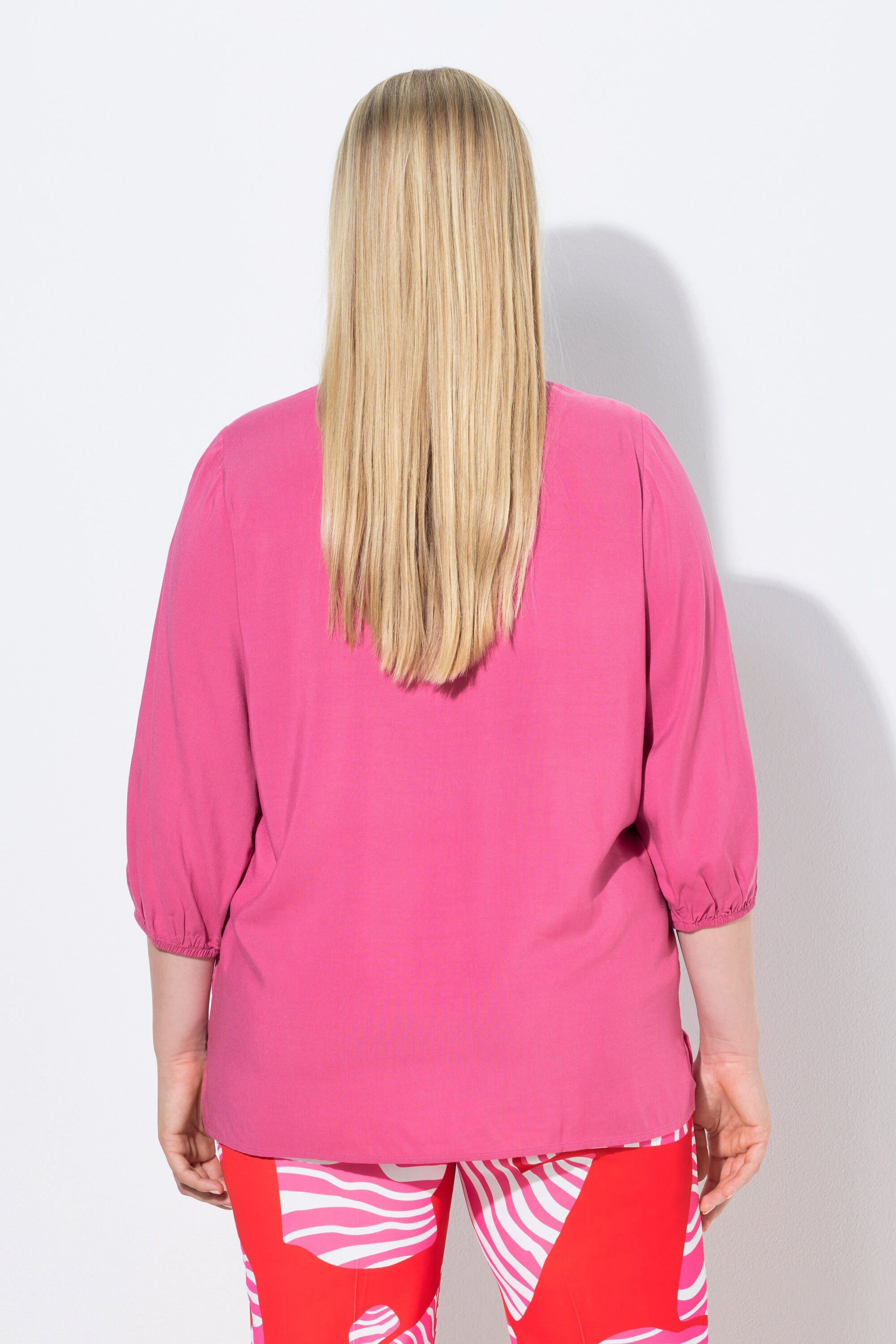 Ulla Popken Tunika Bluse Biesen Tunika-Ausschnitt 3/4-Ballonarm