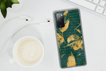MuchoWow Handyhülle Blätter - Gold - Grün, Phone Case, Handyhülle Samsung Galaxy S20 FE, Silikon, Schutzhülle