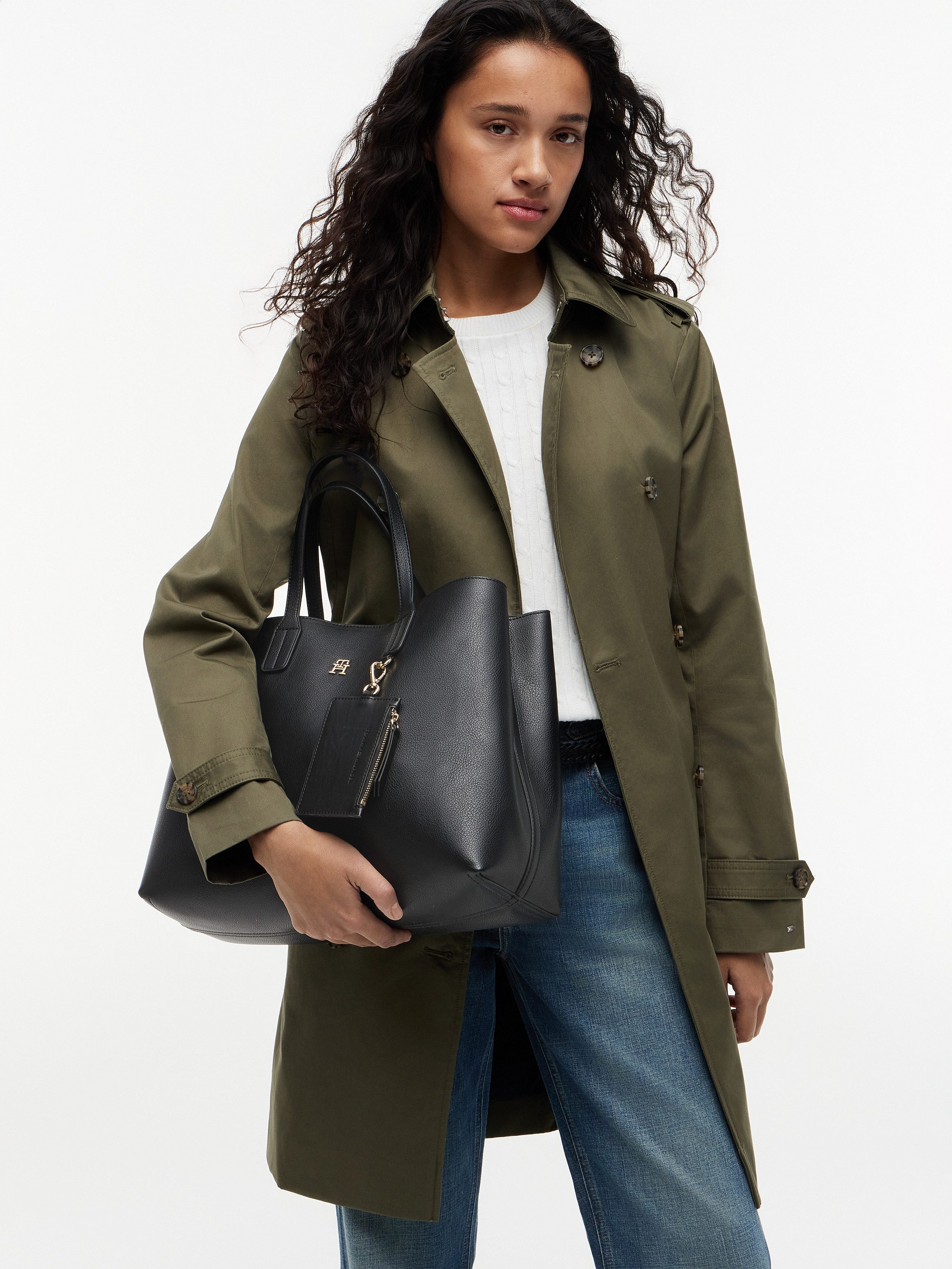 Tommy Hilfiger Henkeltasche TH ICON SATCHEL (Set, Mit Taschenanhänger), Damen Handtasche, Shopper, Satchel mit Taschenanhänger