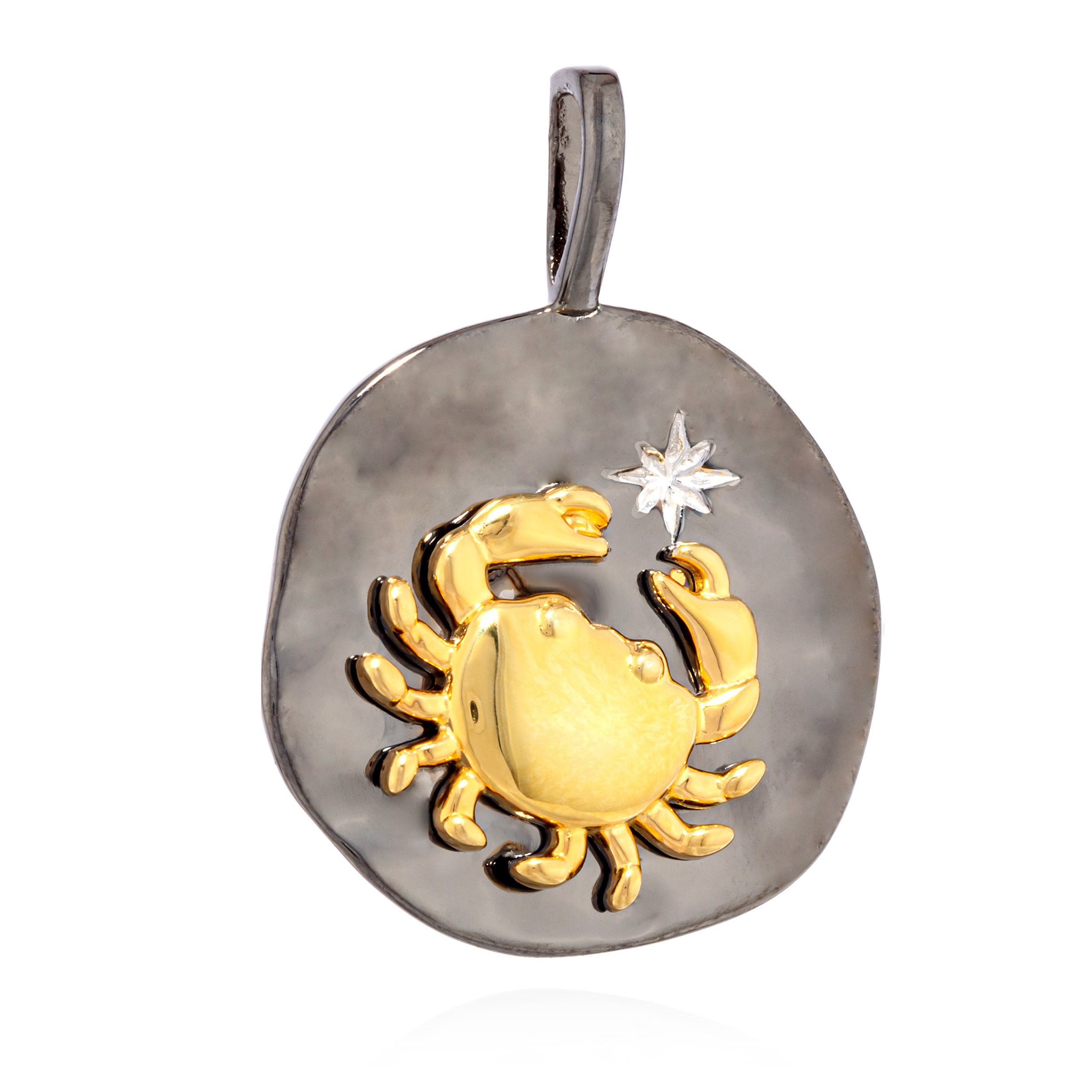 Kettenanhänger 17mm Kettenanhänger Sternzeichen Krebs 925 Silber Zodiac schwarz gold