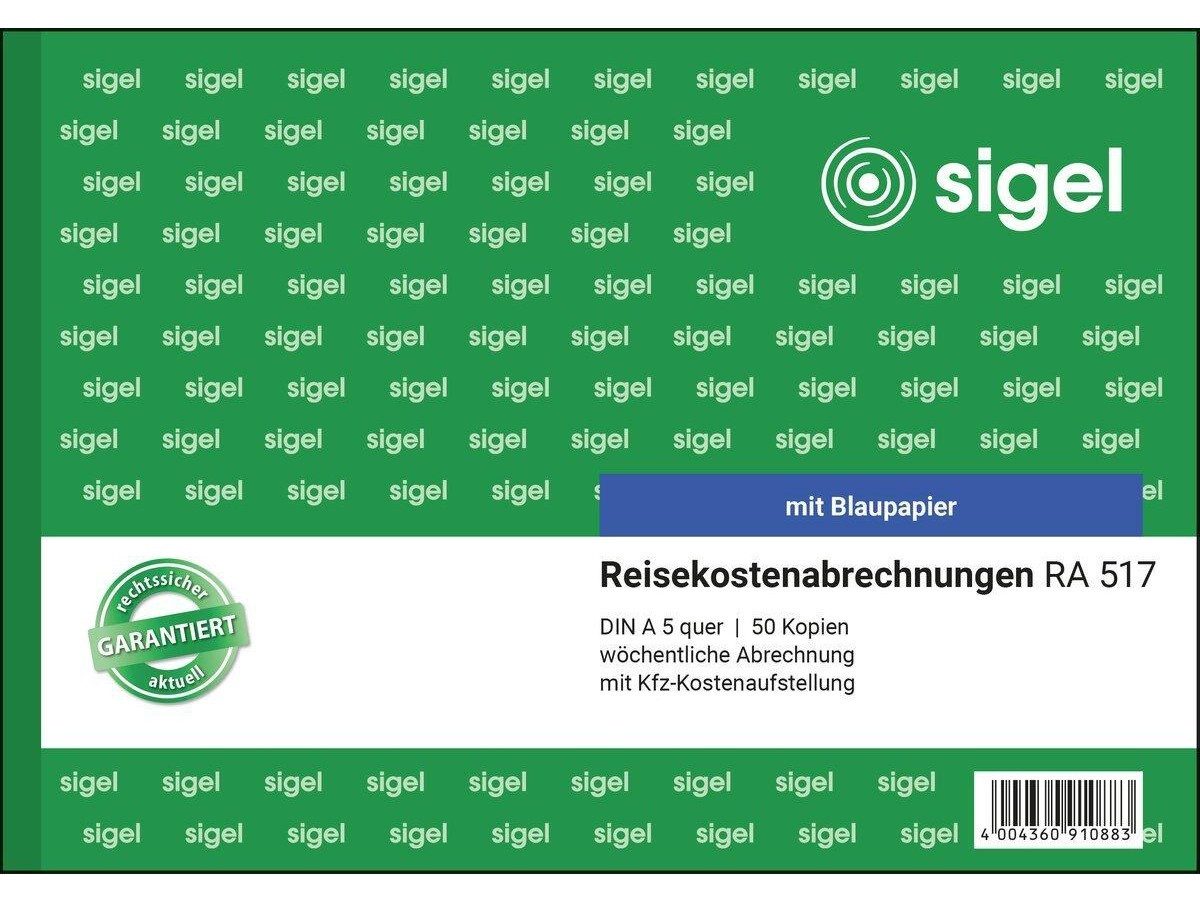 Sigel Notizblock Reisekostenabrechnung A5 quer mit Blaupapier 50 Blatt