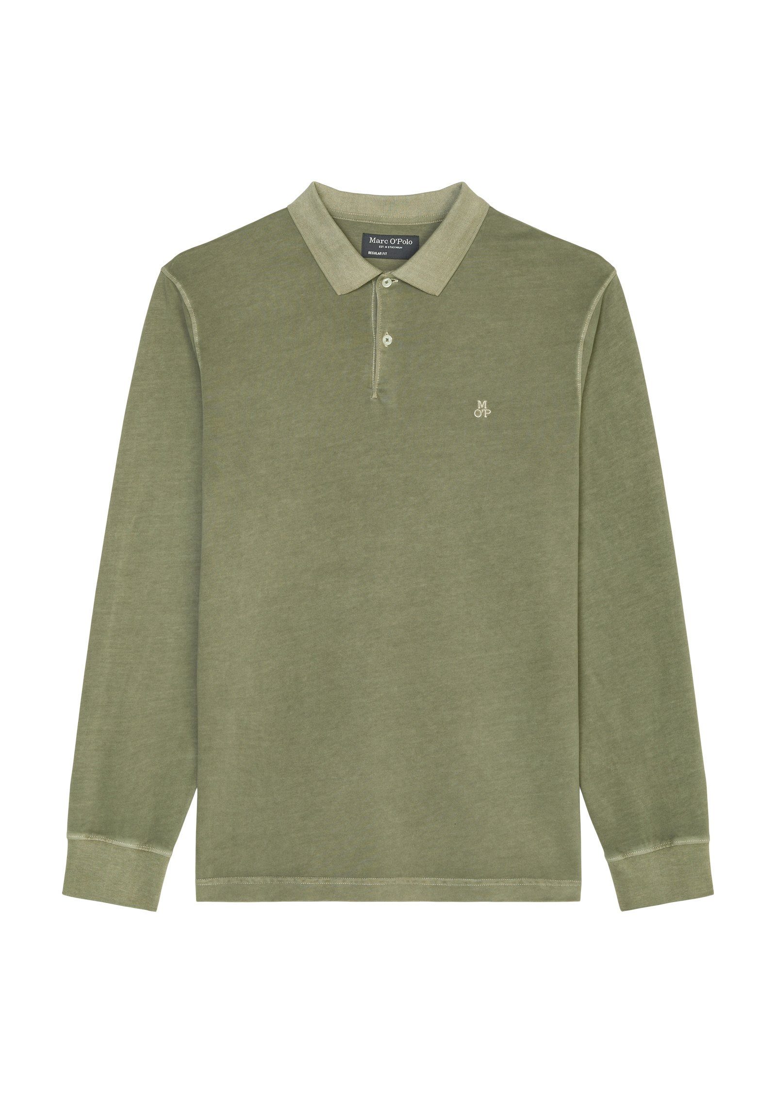 Marc O'Polo Langarm-Poloshirt reiner aus grün Bio-Baumwolle