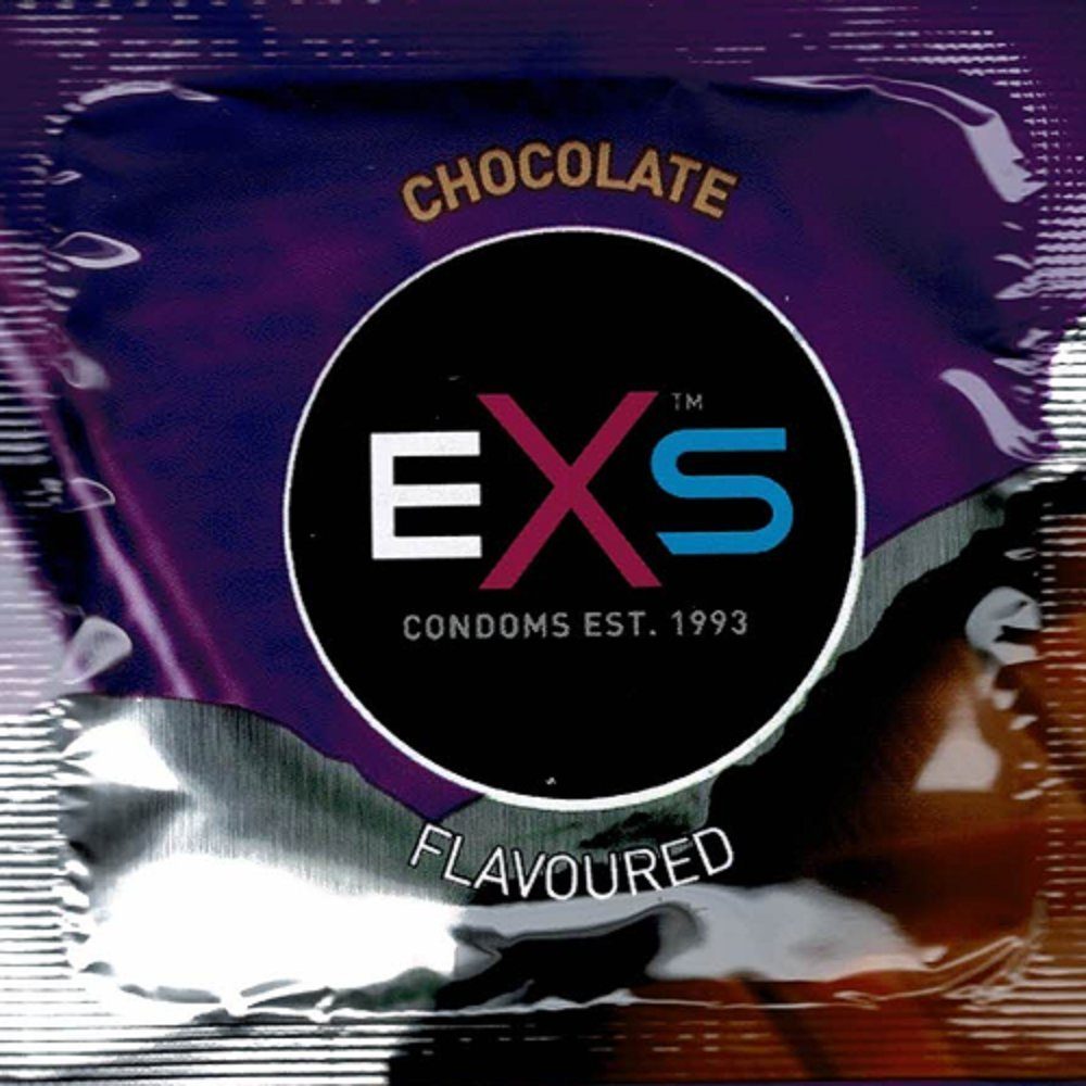 mit Flavour Packung St., Schokoladen-Geschmack, EXS leckere Kondome mit, 100 Kondome Chocolate Großpackung Kondomvorrat, Kondome -