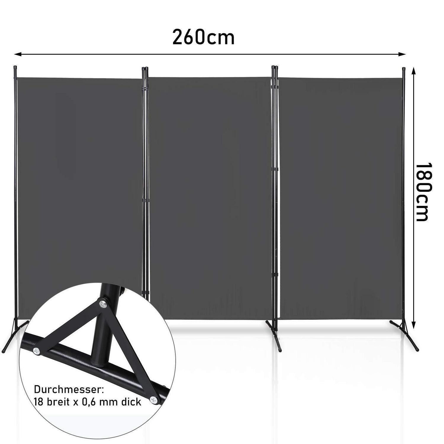 LuxusKollektion Paravent Paravent 260x180cm Anthrazit (1 St)