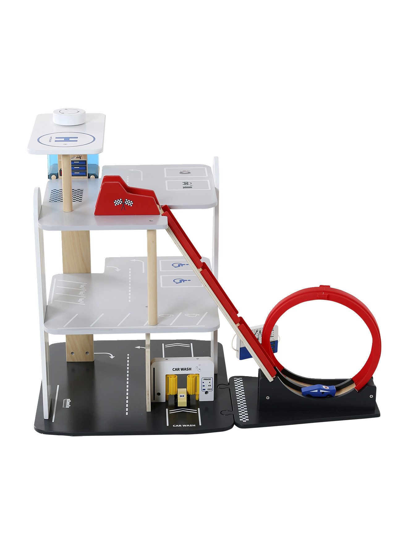 vertbaudet Spielzeug-Auto Holzspielzeug-Garage mit Looping, 3 Etagen, Holz FSC®