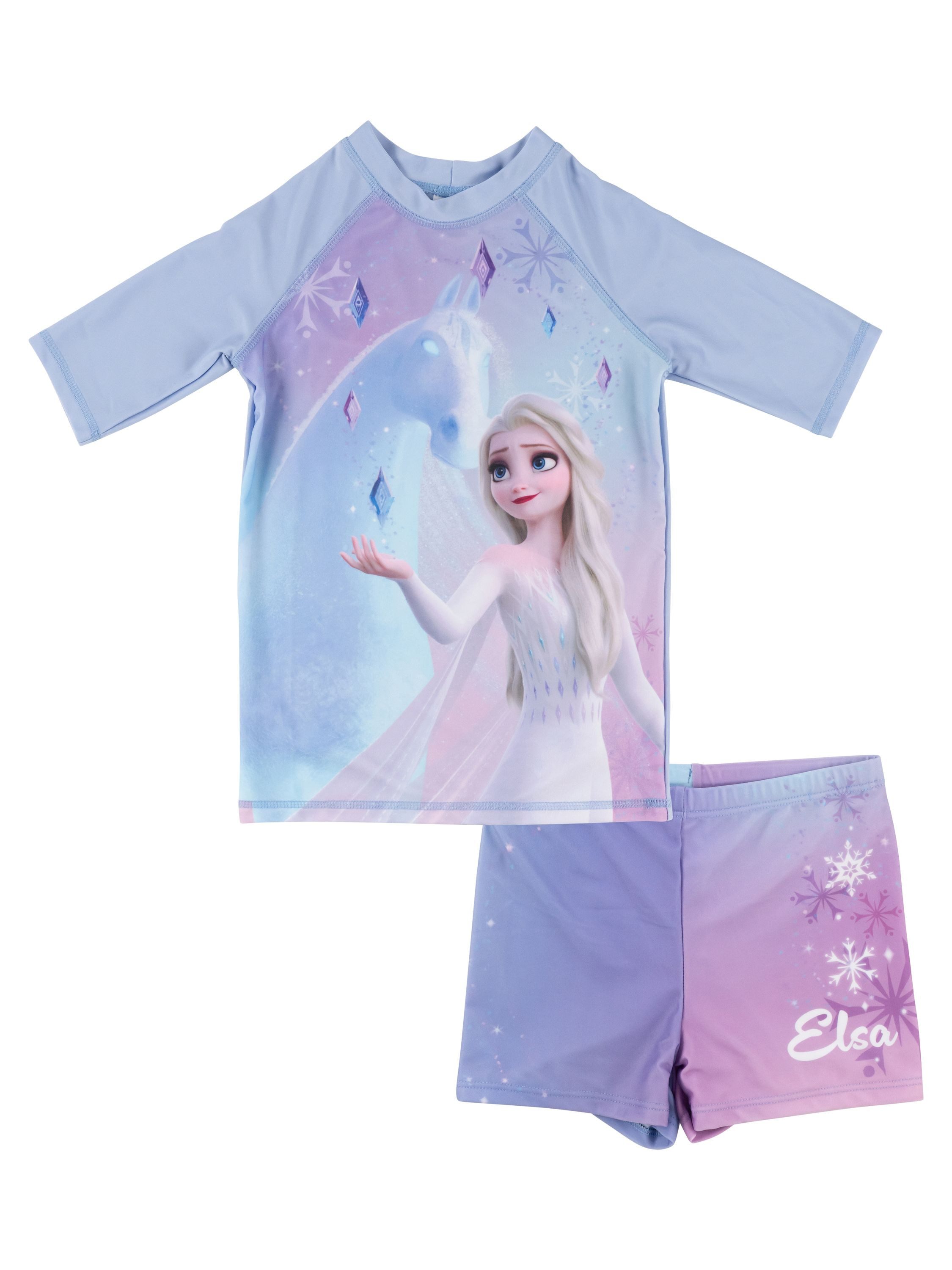 United Labels® Badeanzug Die Eiskönigin Schwimmset UV-Schutz 30 Badeanzug Elsa Shirt Hose