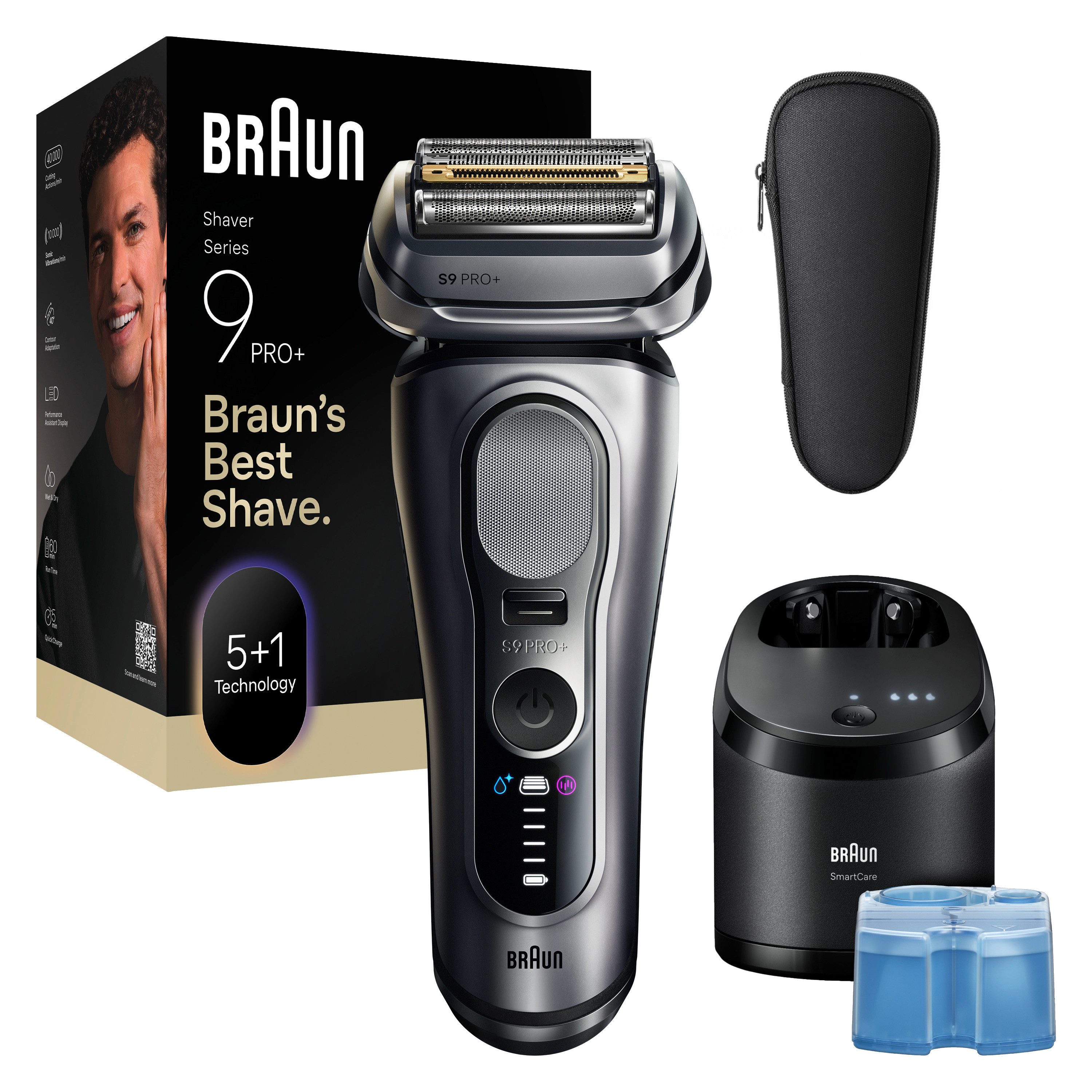 Braun Elektrorasierer Series 9 9667cc, Smart Care Center, integrierter Präzisionstrimmer, Pro-SensoAdapt, SmartCare Center, 5+1 ultradünne Präzisionsklingen