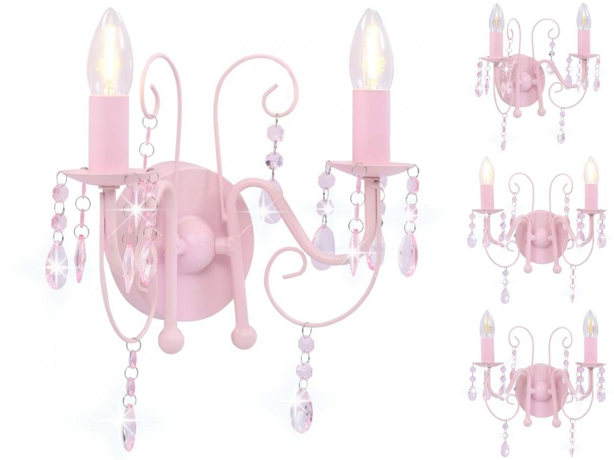 vidaXL Wandleuchte Wandleuchte mit Perlen Rosa 2 E14-Fassungen Kronleuchter Wandlampe