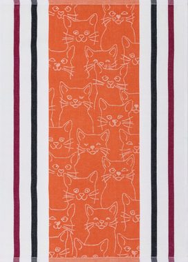 Kracht Geschirrtuch Cat, (Set, 3-tlg., Set), 3er Pack Geschirrtücher (3 Stück), ca. 50 x 70 cm, Halbleinen Jacquard
