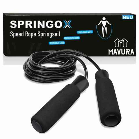 MAVURA Springseil SPRINGOX Premium Speed Rope Spring Seil Profi Fitness Seilspringen, Boxen Jump Stahl Hüpfseil Anti-Rutsch Griffe verstellbare Länge