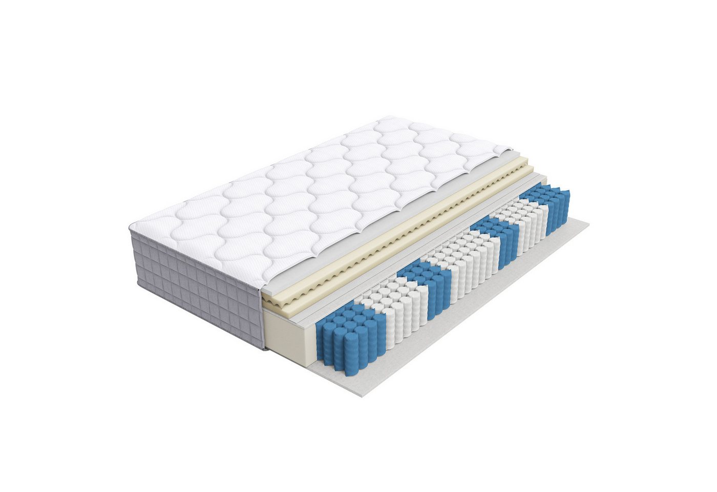 Taschenfederkernmatratze, Flieks, 25 cm hoch, 7-Zonen Federkernmatratze 90x200cm, ergonomisch, Härtegrad H3