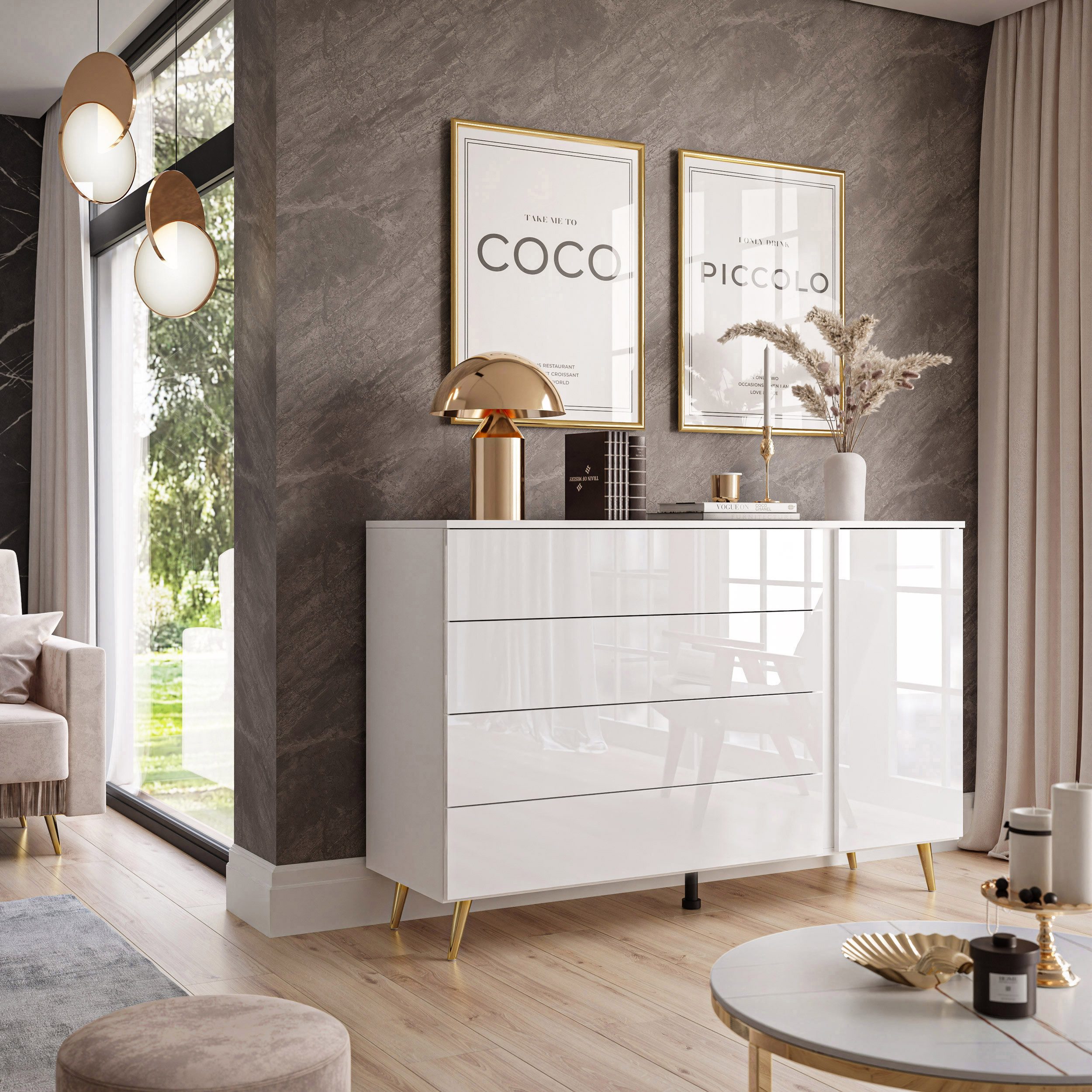 Lookway Kommode AURA II mit Schubladen und LED Beleuchtung
