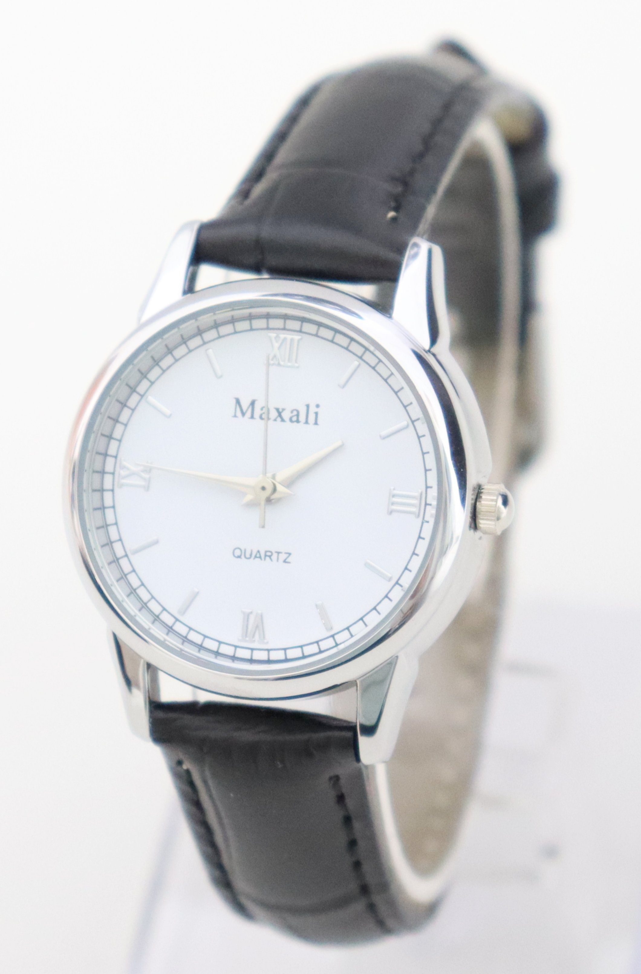 Rötting Design Quarzuhr Damenuhr Quarz Maxali - schwarzes Lederarmband silberfarbenes Gehäuse